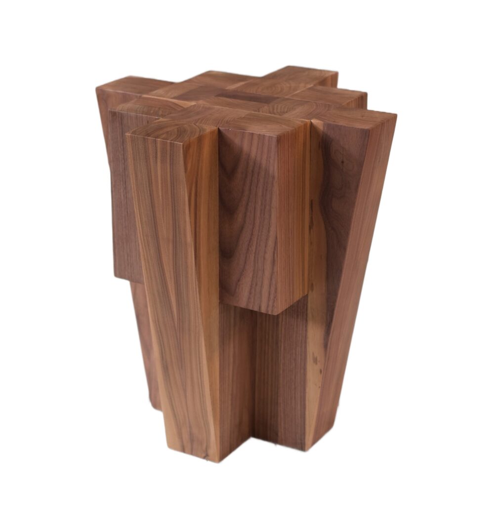 Contemporary Bunker Side Table in Natural Brown Walnut by Arno Declercq 1