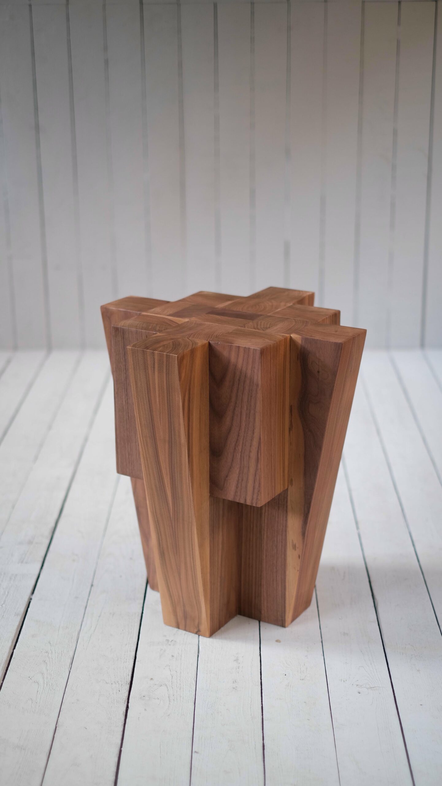 Contemporary Bunker Side Table in Natural Brown Walnut by Arno Declercq 2