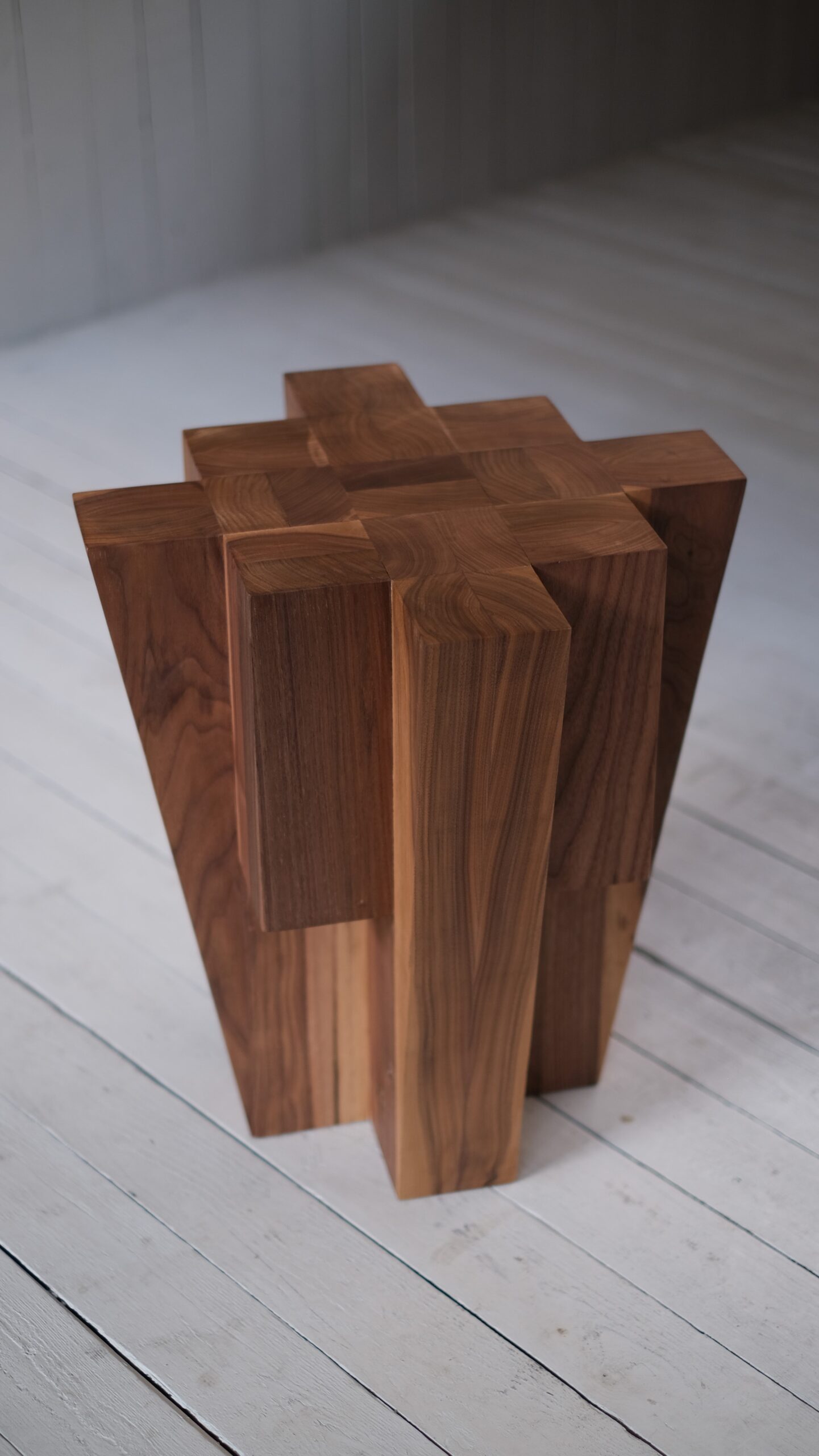 Contemporary Bunker Side Table in Natural Brown Walnut by Arno Declercq 3