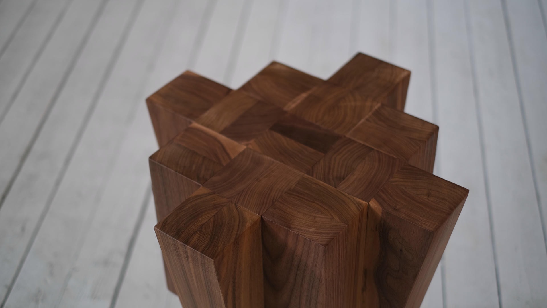 Contemporary Bunker Side Table in Natural Brown Walnut by Arno Declercq 5