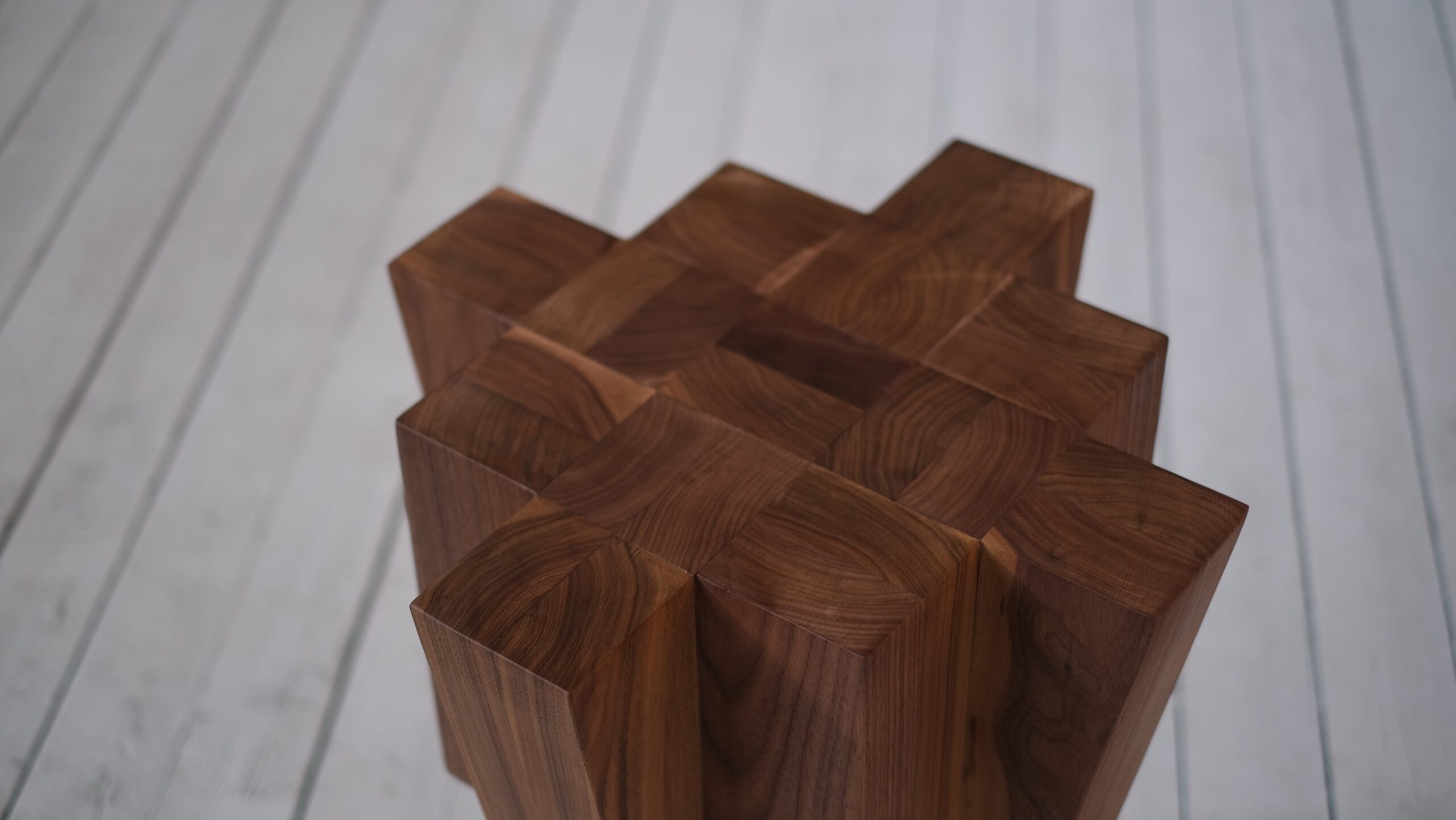 Contemporary Bunker Side Table in Natural Brown Walnut by Arno Declercq 5