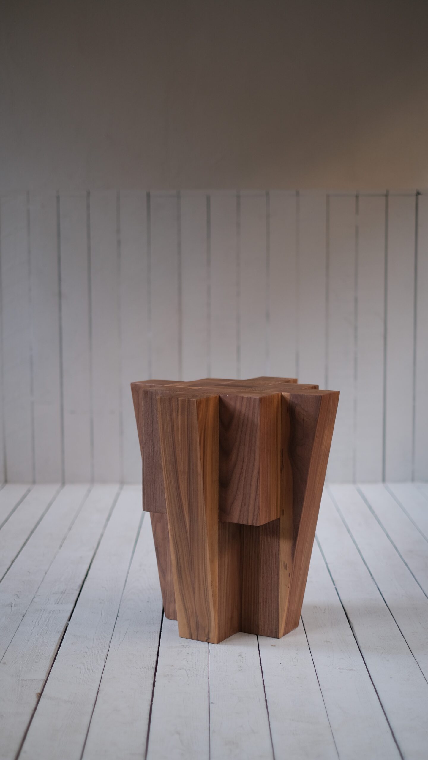 Contemporary Bunker Side Table in Natural Brown Walnut by Arno Declercq 6