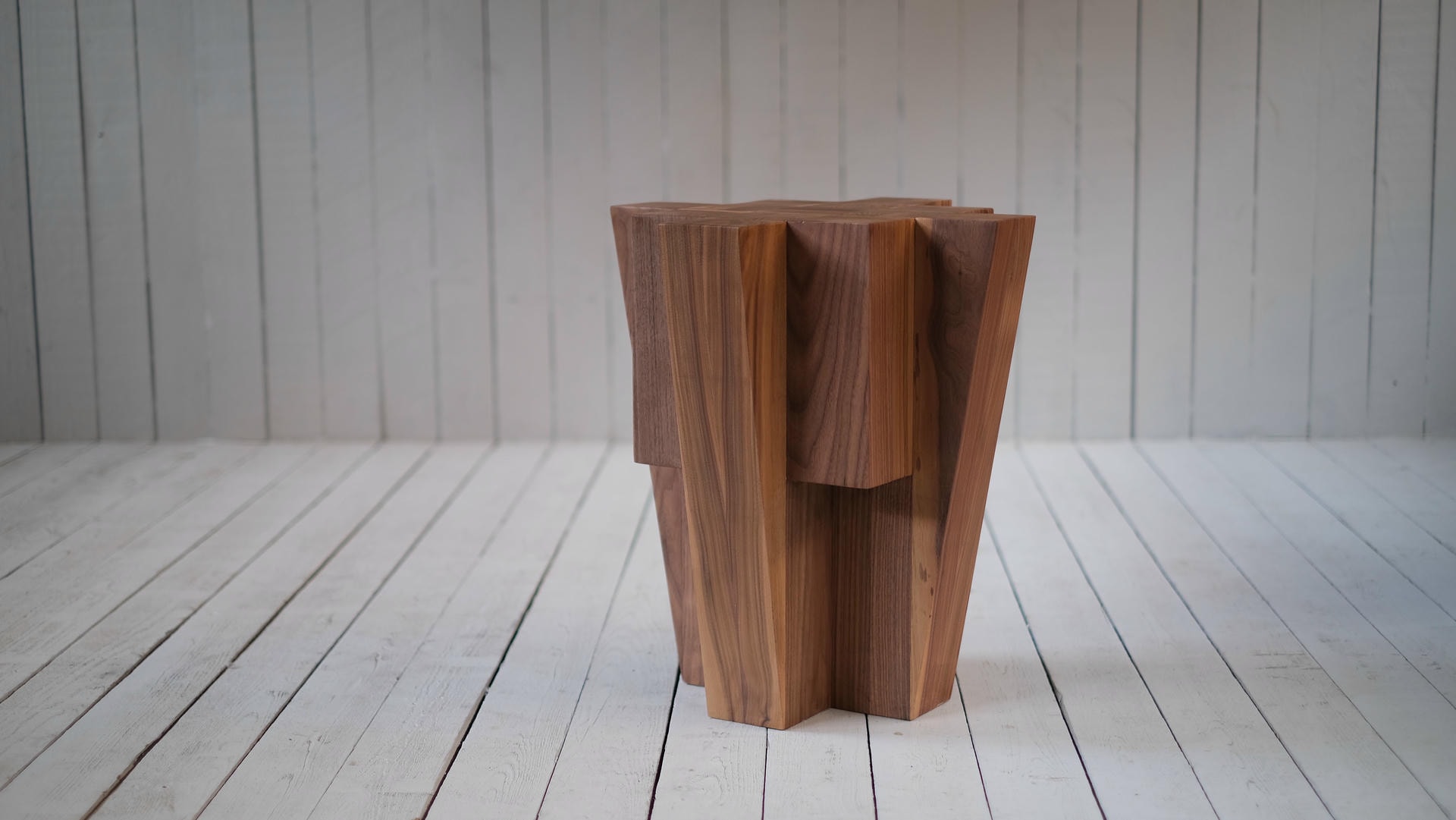 Contemporary Bunker Side Table in Natural Brown Walnut by Arno Declercq 7
