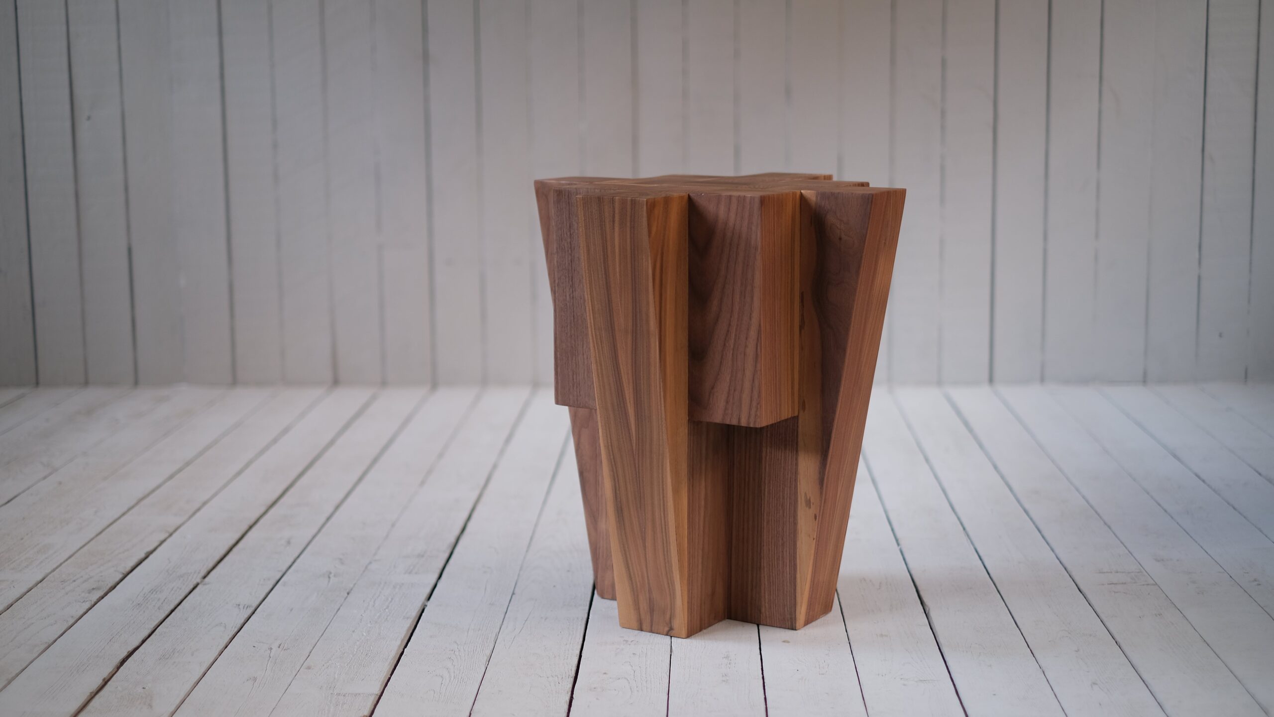 Contemporary Bunker Side Table in Natural Brown Walnut by Arno Declercq 7