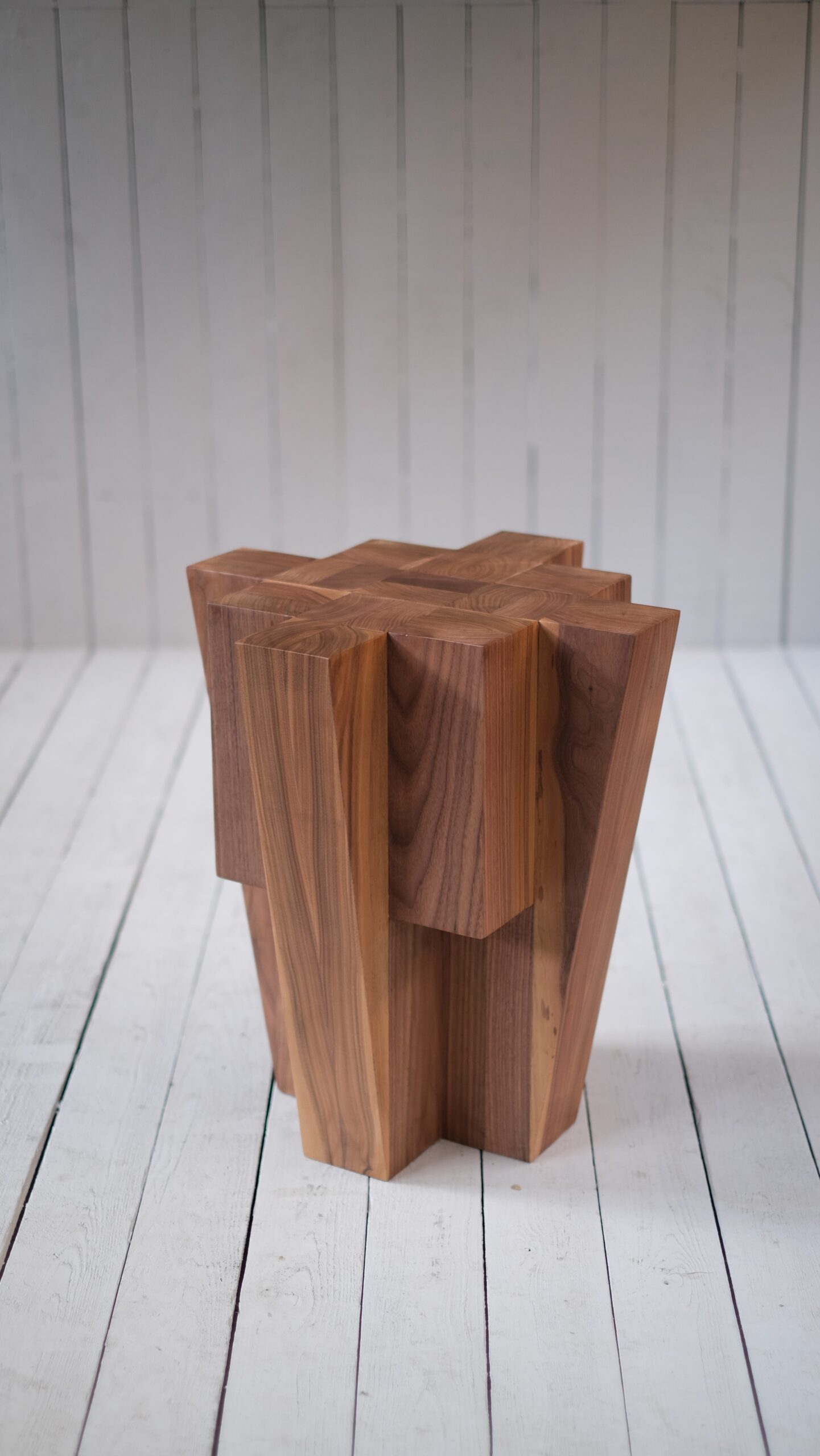 Contemporary Bunker Side Table in Natural Brown Walnut by Arno Declercq 8