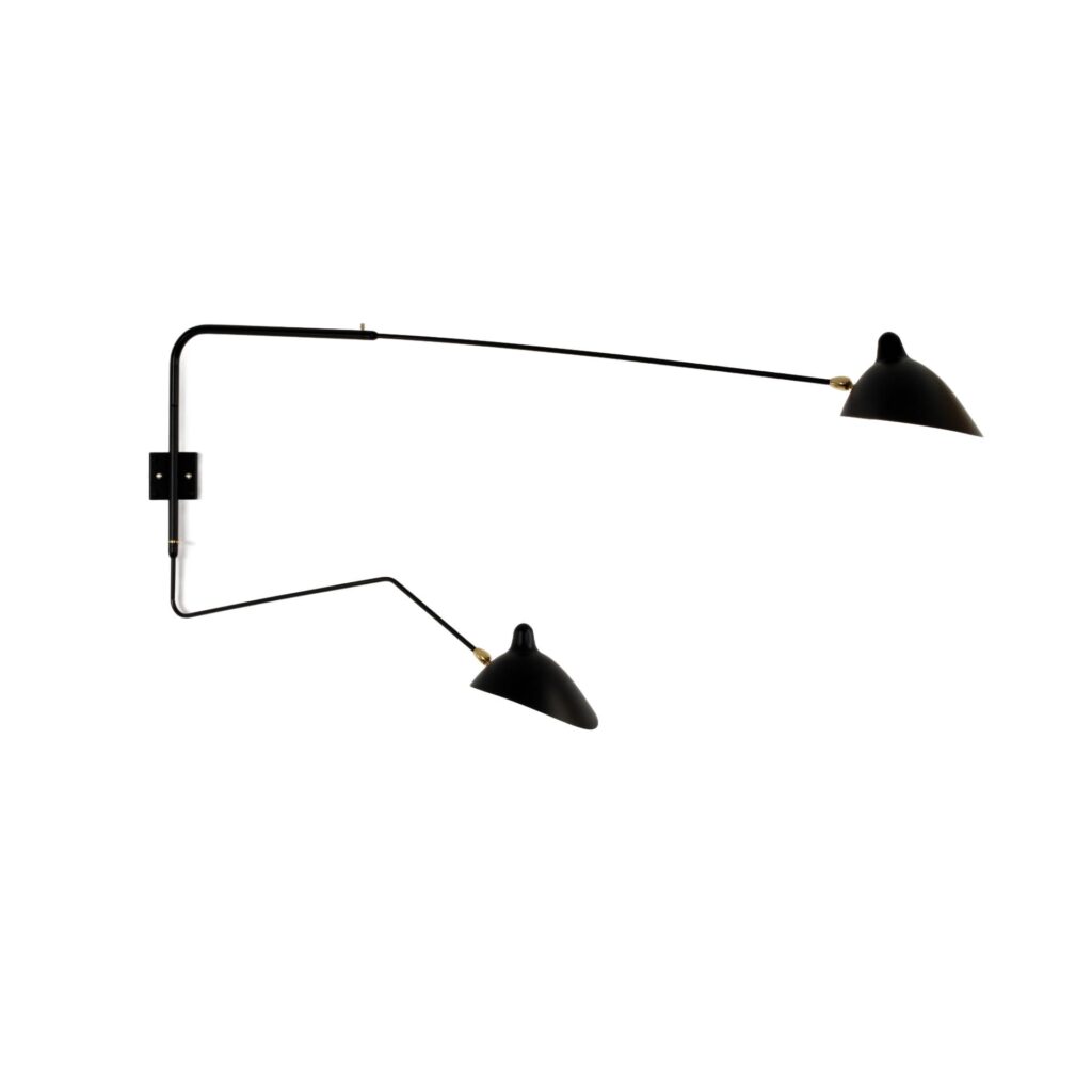 Sconce 2 Rotating Arms 1 Straight 1 Curved by Serge Mouille 1
