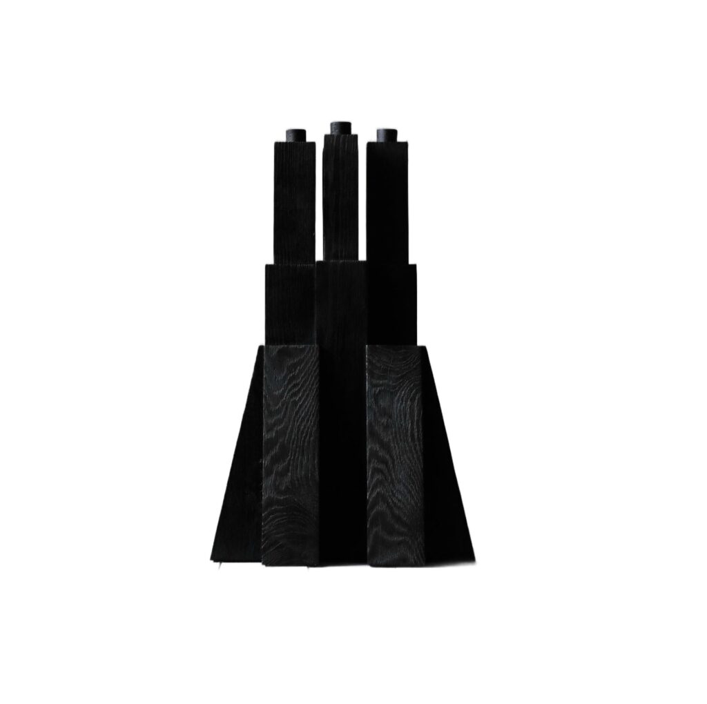 Tiered Structure Burnt Iroko Wood Bunker Candleholder 2.0 by Arno Declercq 1