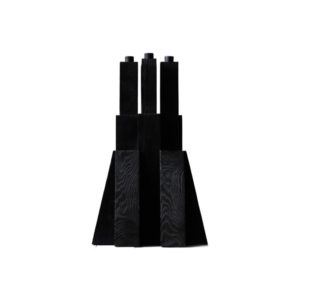 Tiered Structure Burnt Iroko Wood Bunker Candleholder 2.0 by Arno Declercq 1