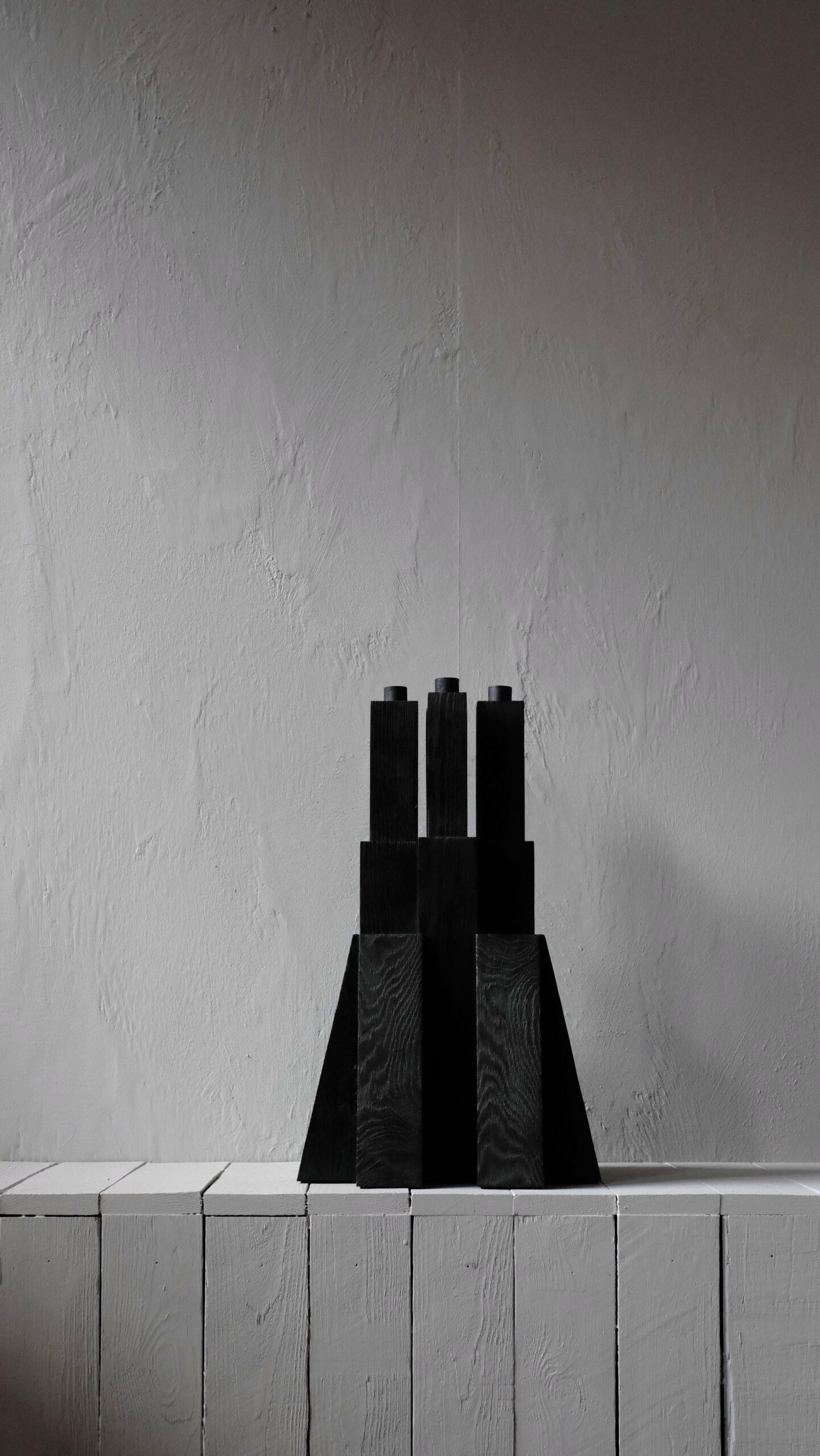 Tiered Structure Burnt Iroko Wood Bunker Candleholder 2.0 by Arno Declercq 2