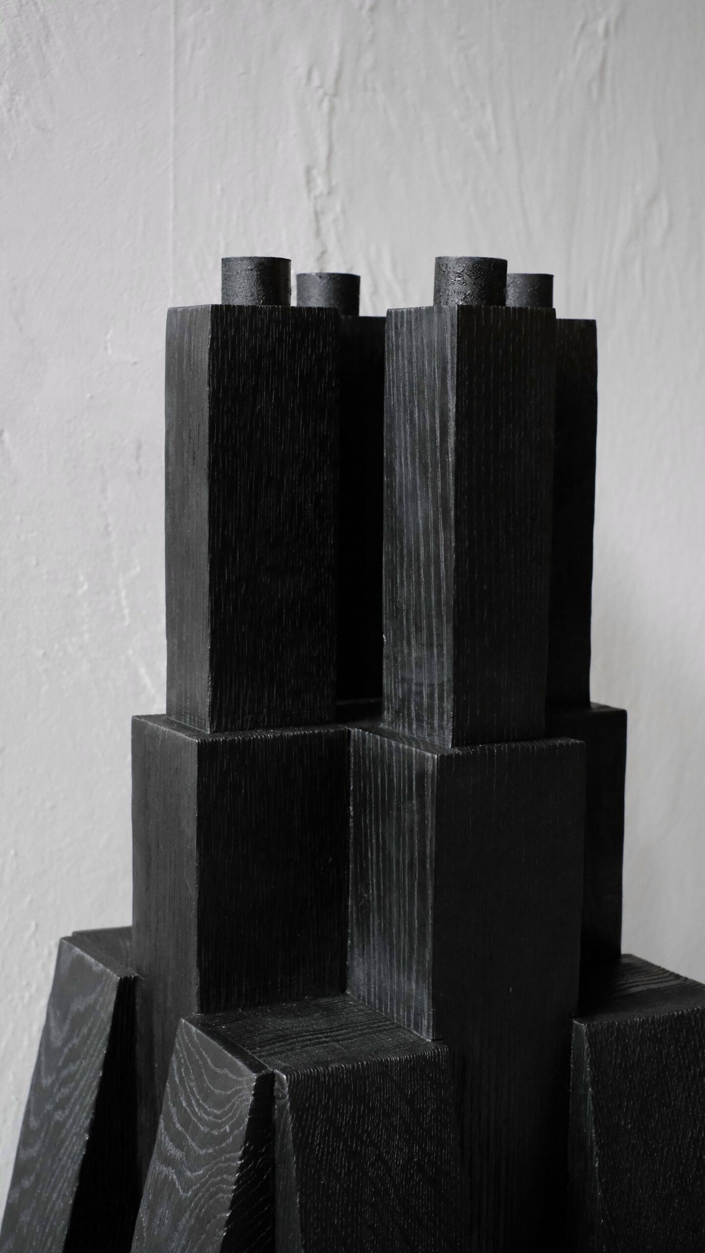 Tiered Structure Burnt Iroko Wood Bunker Candleholder 2.0 by Arno Declercq 3