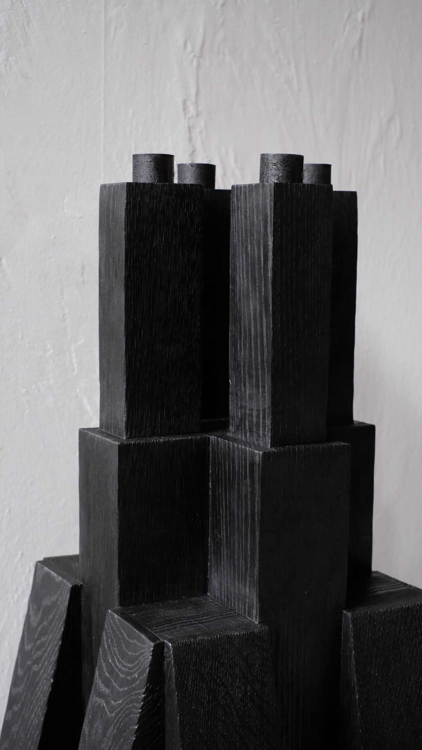 Tiered Structure Burnt Iroko Wood Bunker Candleholder 2.0 by Arno Declercq 3