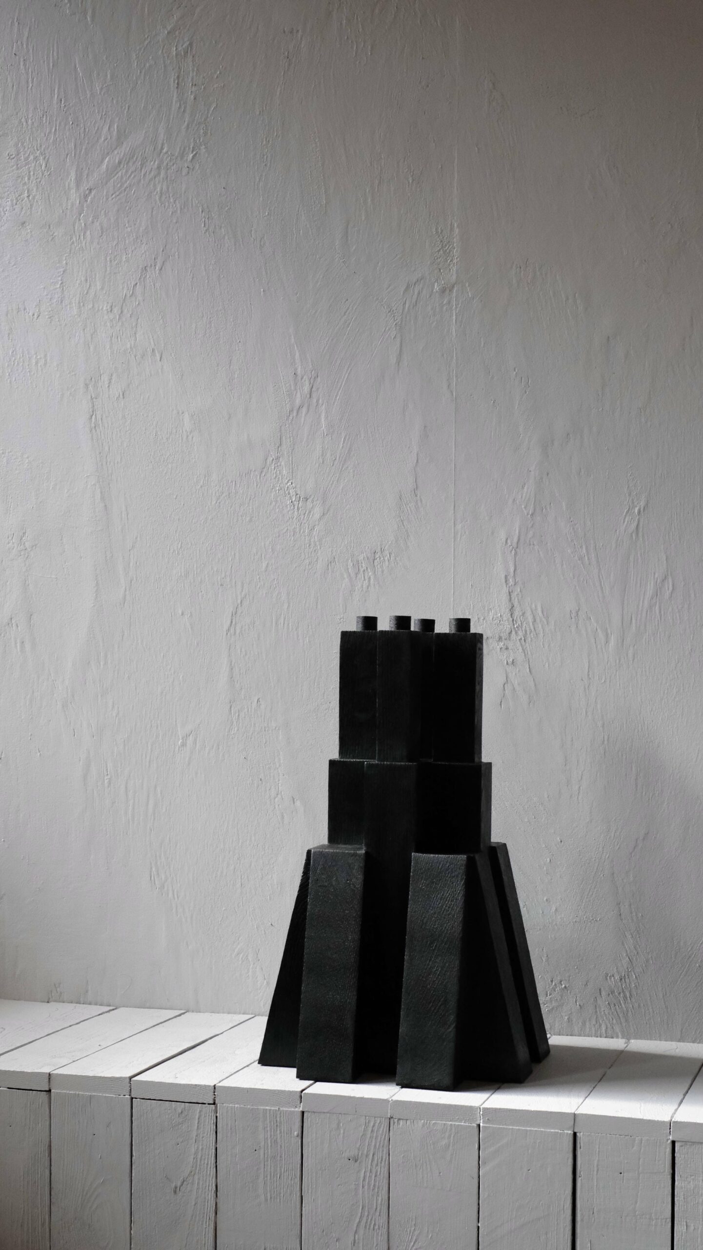 Tiered Structure Burnt Iroko Wood Bunker Candleholder 2.0 by Arno Declercq 4