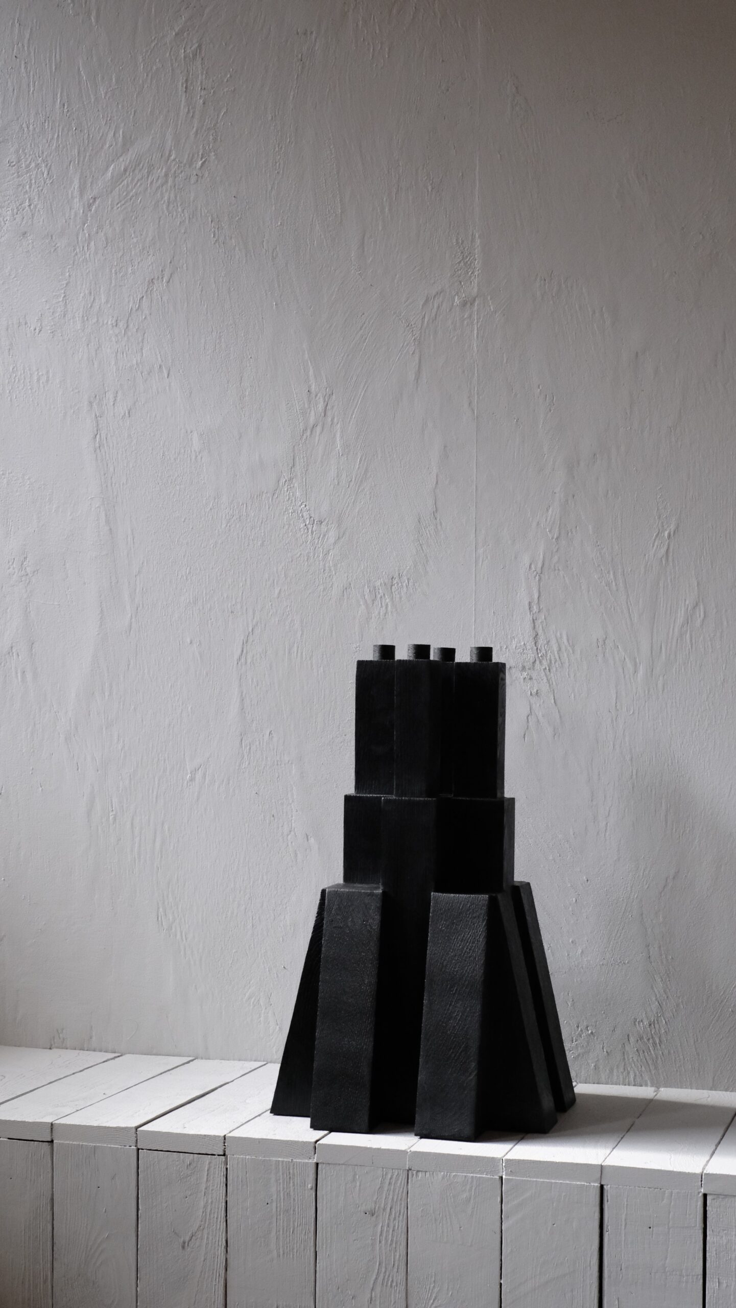 Tiered Structure Burnt Iroko Wood Bunker Candleholder 2.0 by Arno Declercq 4