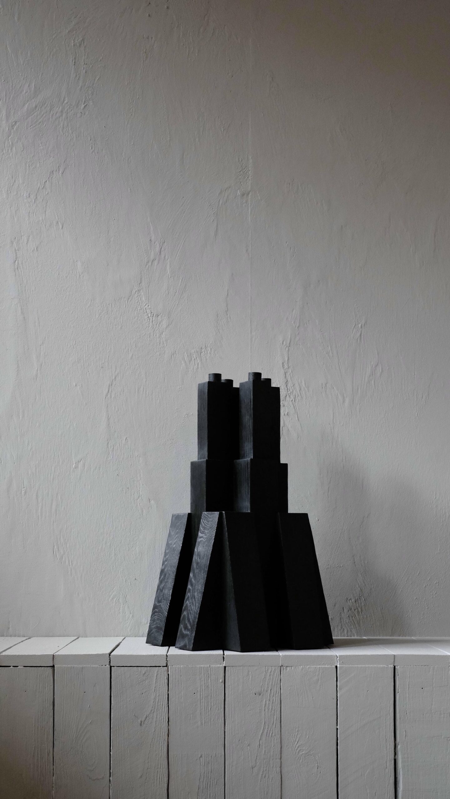 Tiered Structure Burnt Iroko Wood Bunker Candleholder 2.0 by Arno Declercq 5