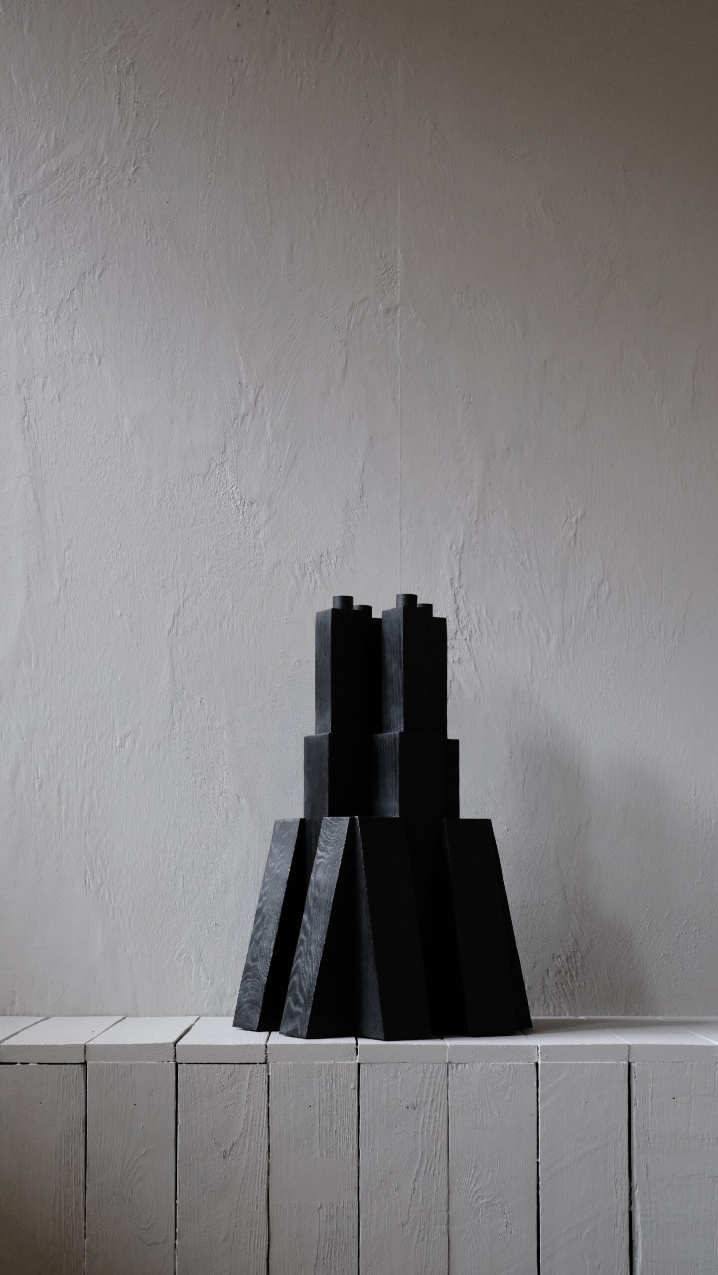 Tiered Structure Burnt Iroko Wood Bunker Candleholder 2.0 by Arno Declercq 5