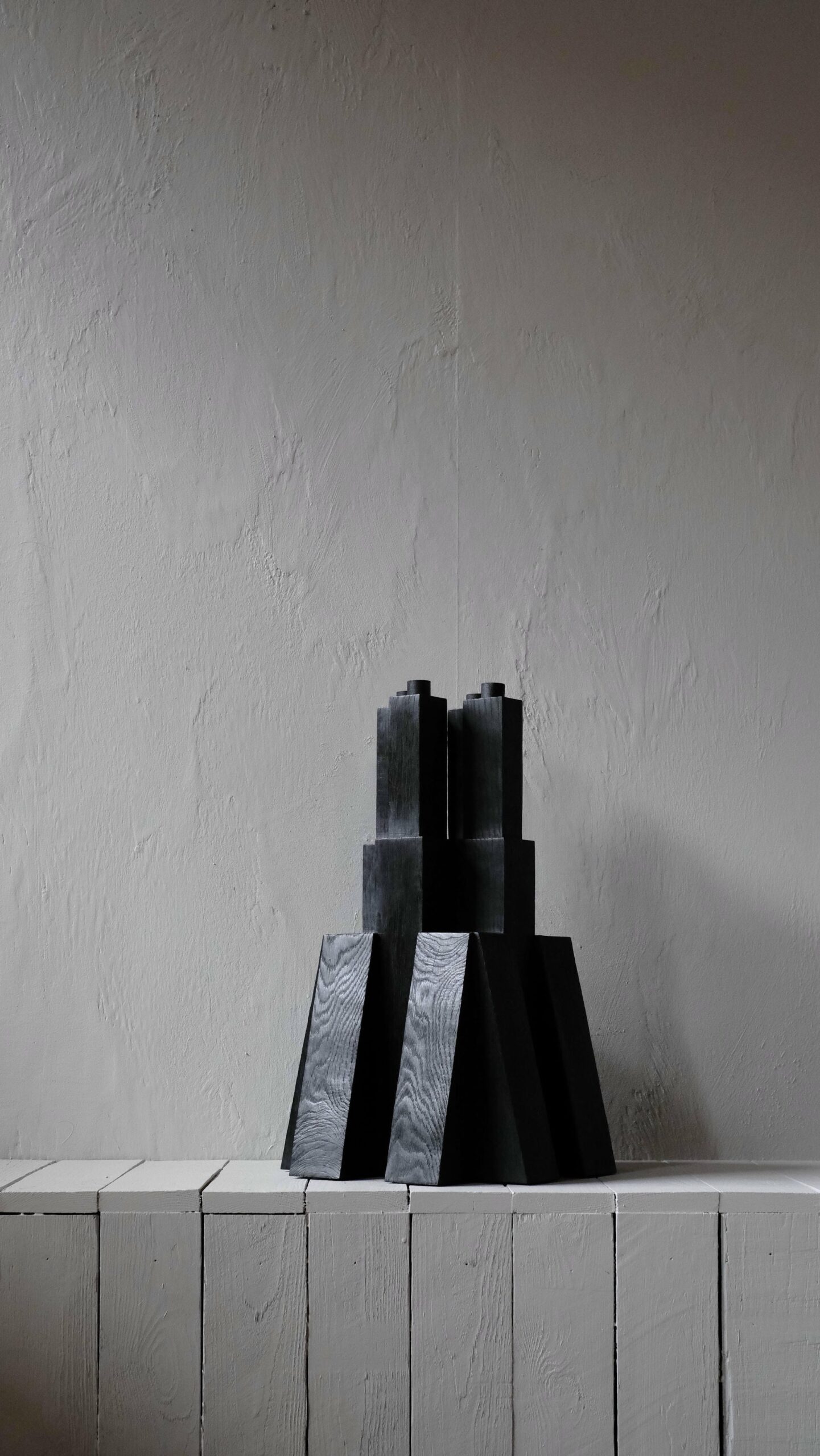 Tiered Structure Burnt Iroko Wood Bunker Candleholder 2.0 by Arno Declercq 6
