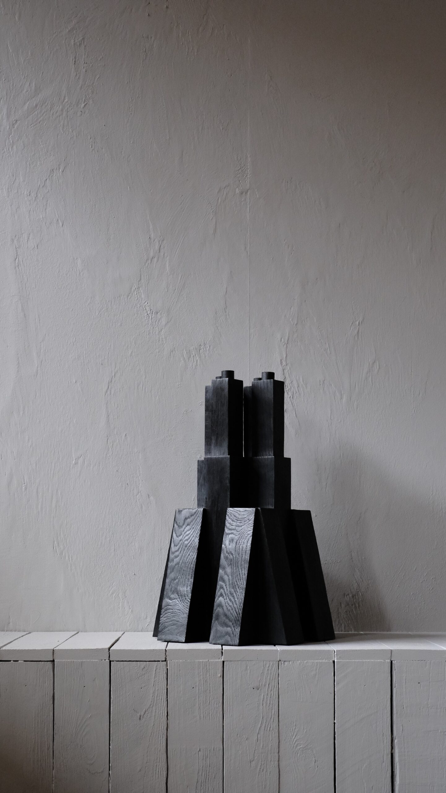 Tiered Structure Burnt Iroko Wood Bunker Candleholder 2.0 by Arno Declercq 6