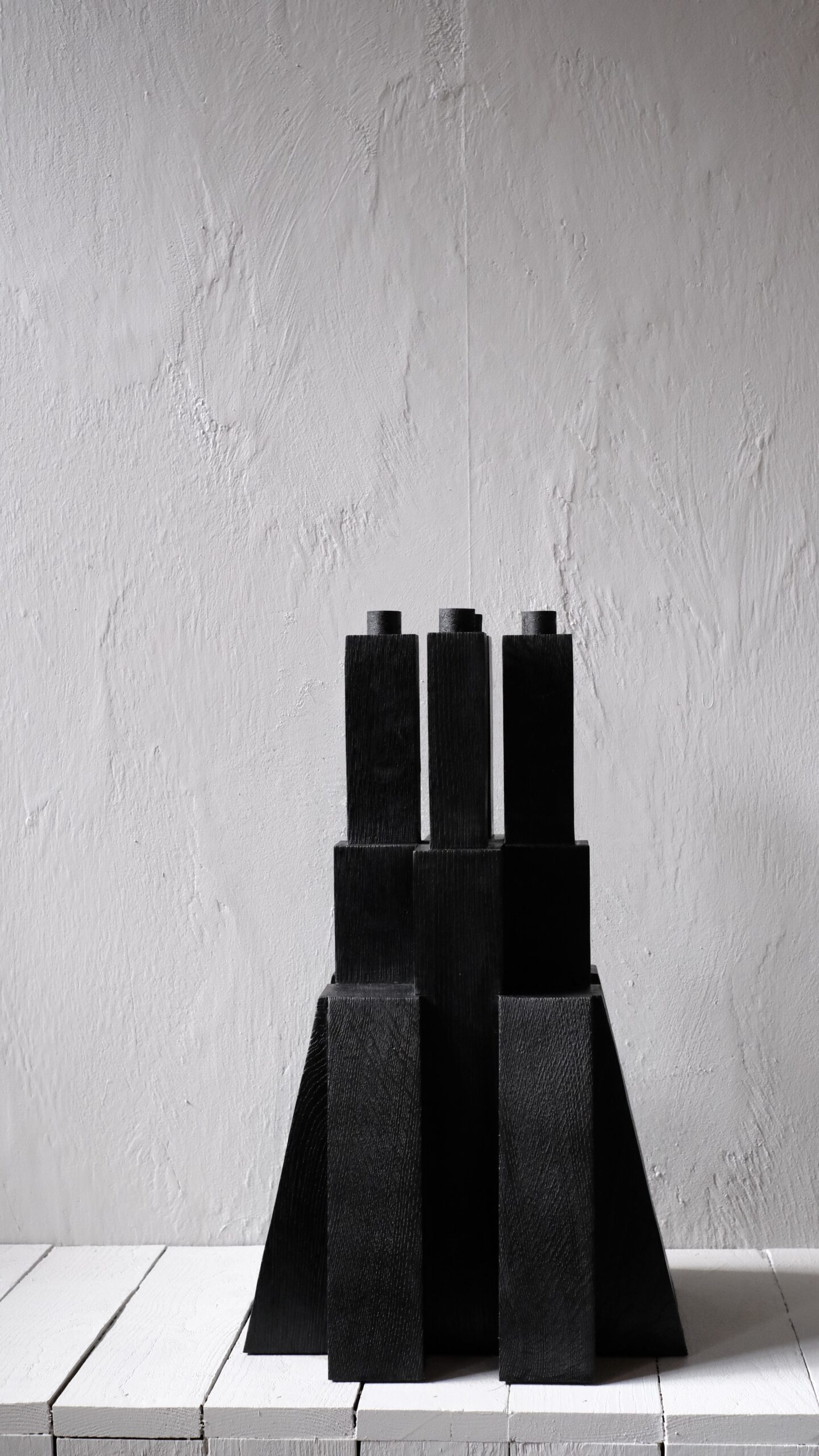 Tiered Structure Burnt Iroko Wood Bunker Candleholder 2.0 by Arno Declercq 8