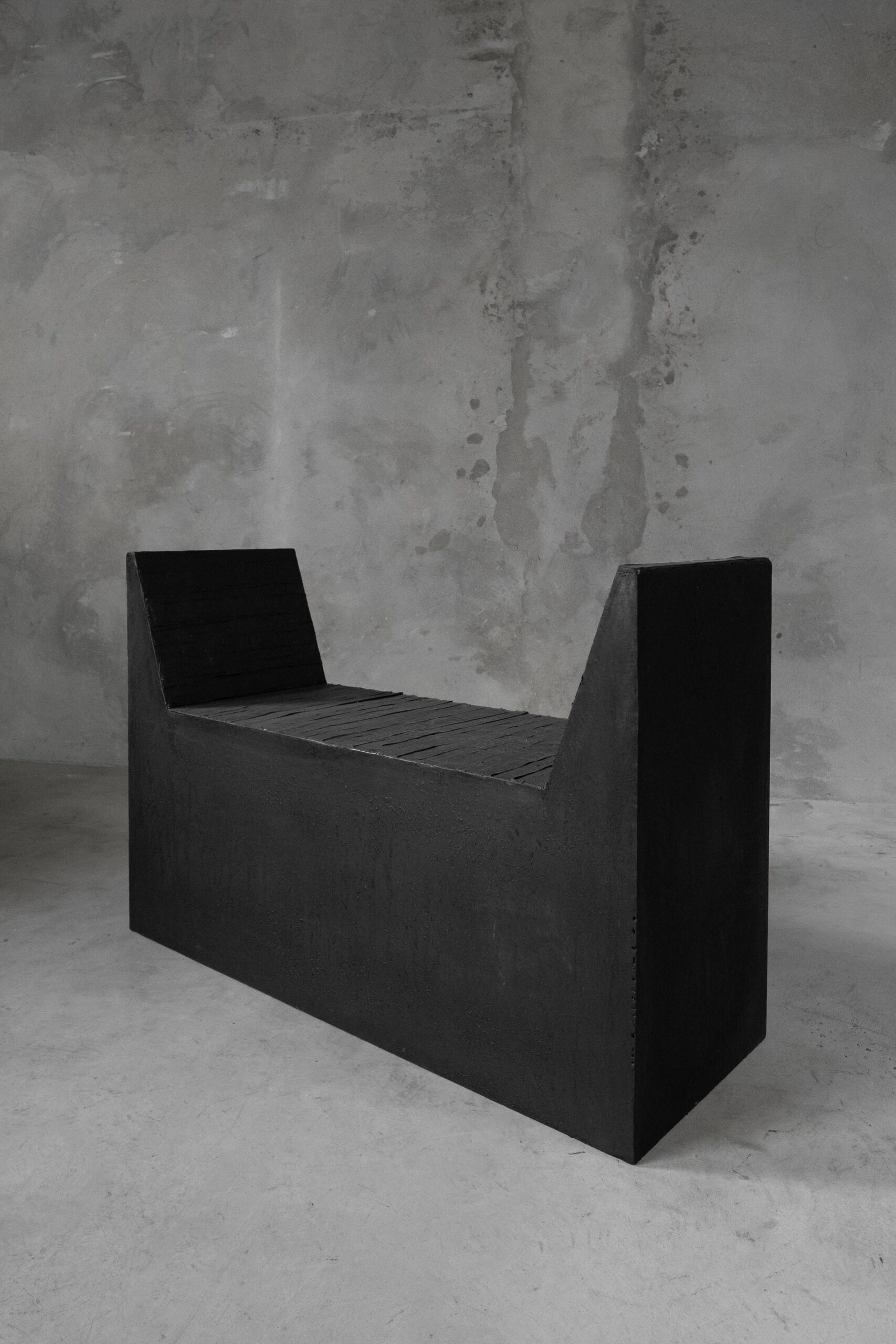 U shaped Form Rubber seat and Burned Steel Large Stool by Arno Declercq 3