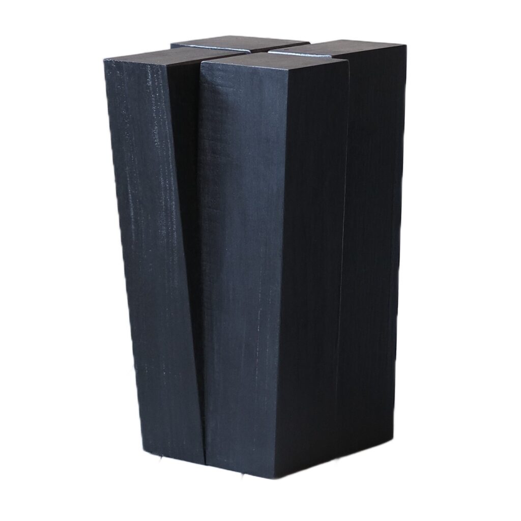 Four Legs Burnt and Waxed Iroko Wood Stool by Arno Declercq 1