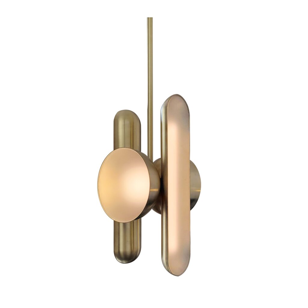 Aurata Sculptural Brass and Frosted Glass Pendant by Jan Garncarek 1