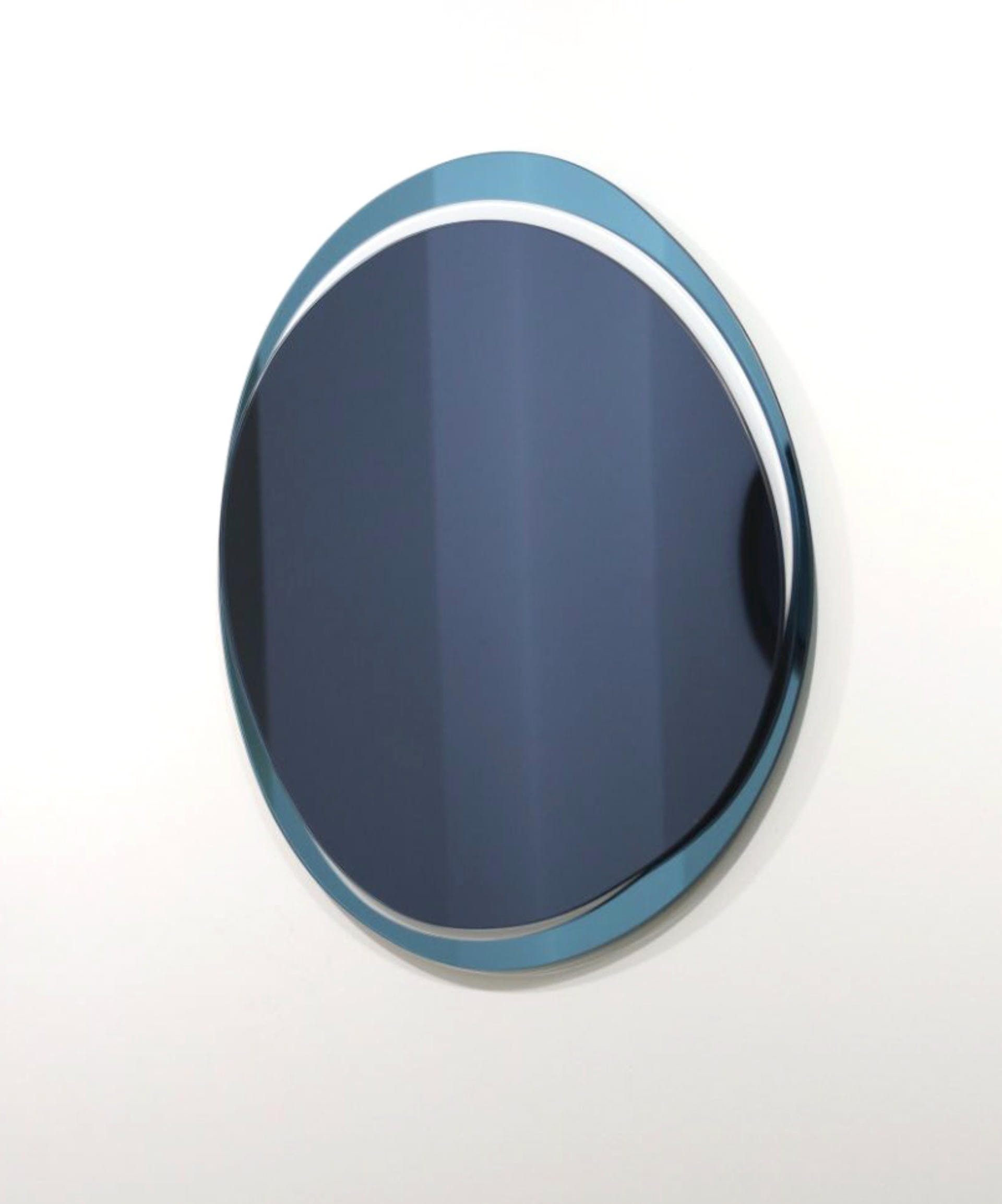Dark Blue Eclipse Hand Sculpted Mirror by Laurene Guarneri 2