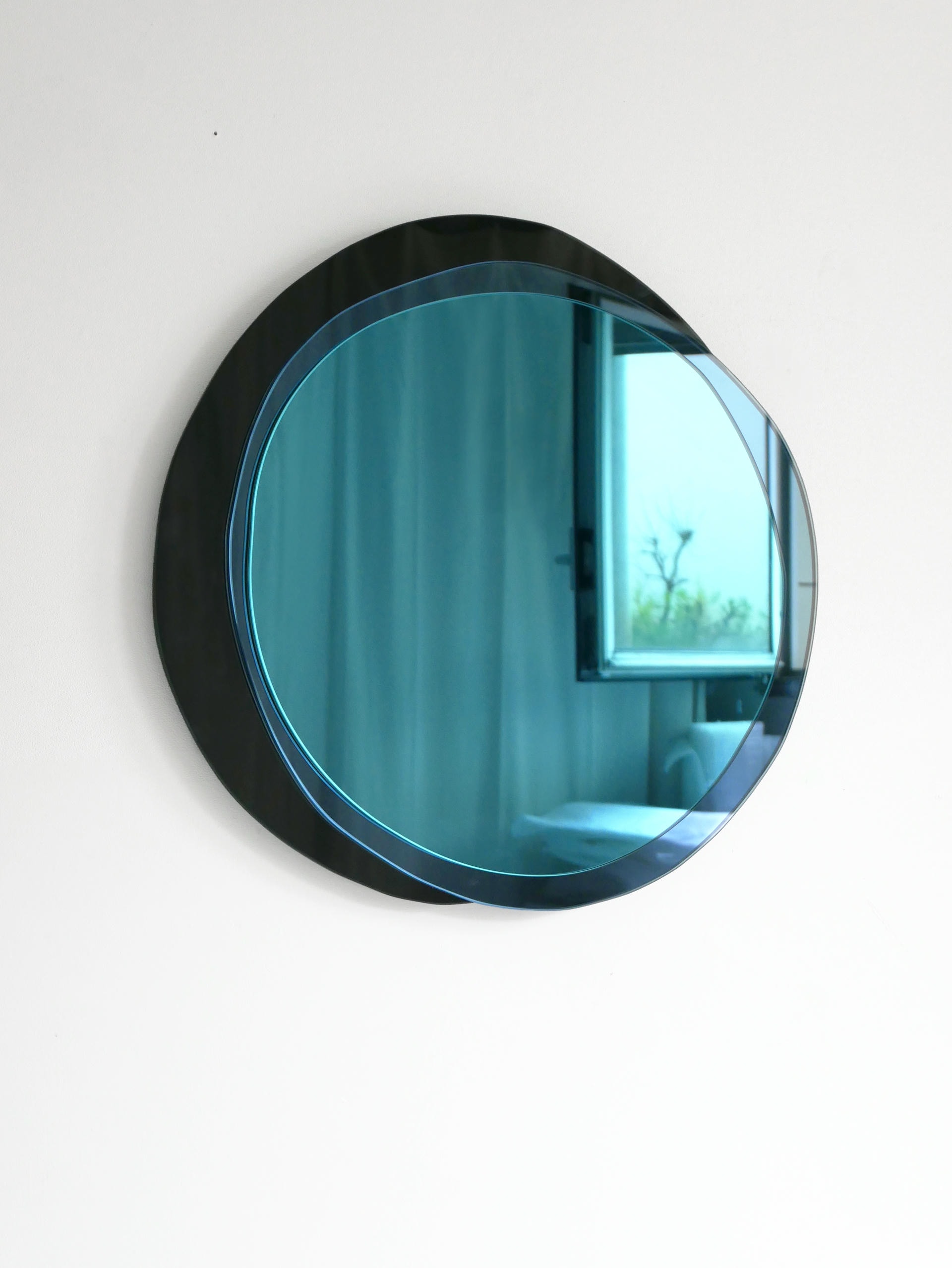 Dark Blue Eclipse Hand Sculpted Mirror by Laurene Guarneri 6