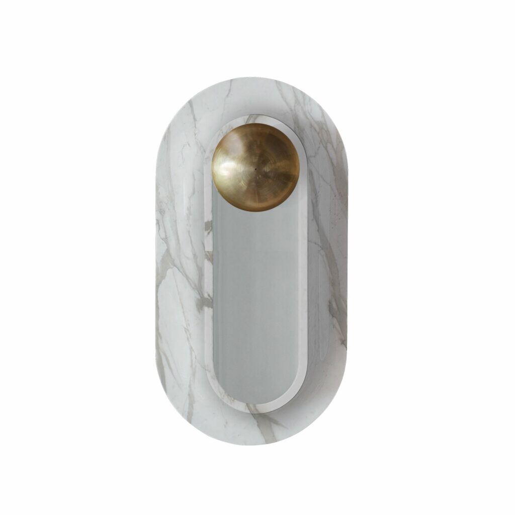 Pfaffikon Sculptural Marble and Brass Wall Lamp by Jan Garncarek 1