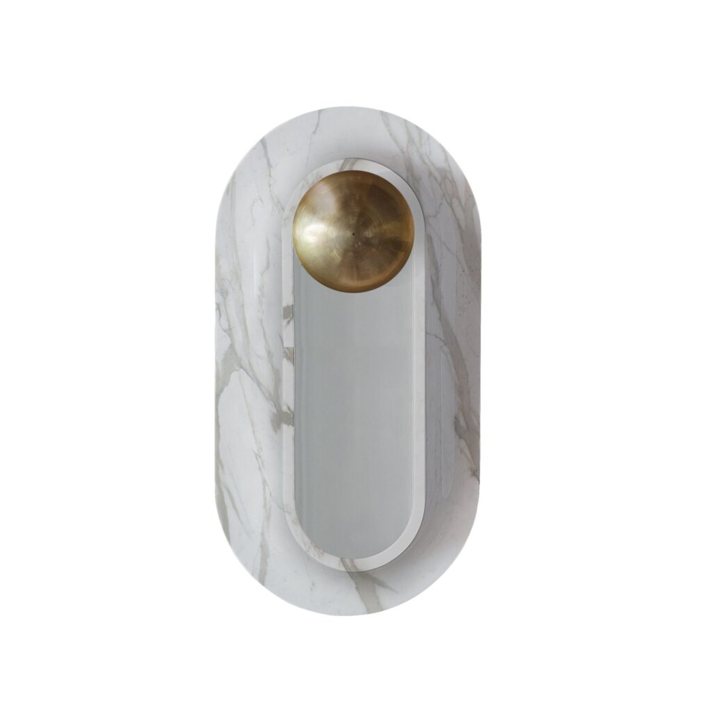Pfaffikon Sculptural Marble and Brass Wall Lamp by Jan Garncarek 1