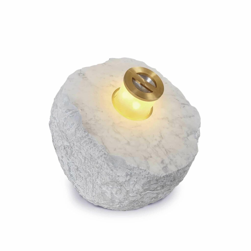Stone Kinetic Sculptural Brass and Marble Floor Lamp by Jan Garncarek 1_1