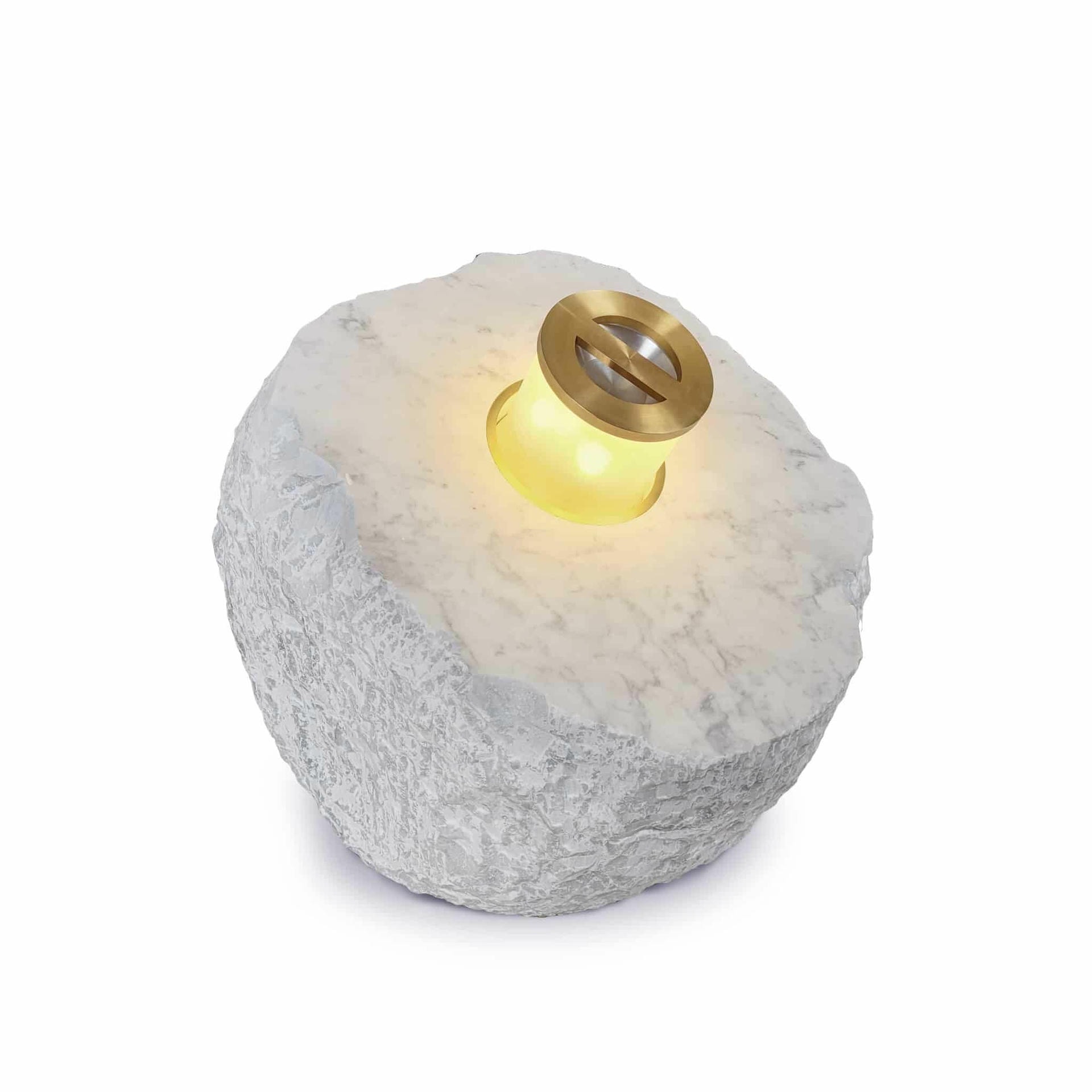 Stone Kinetic Sculptural Brass and Marble Floor Lamp by Jan Garncarek 1_1
