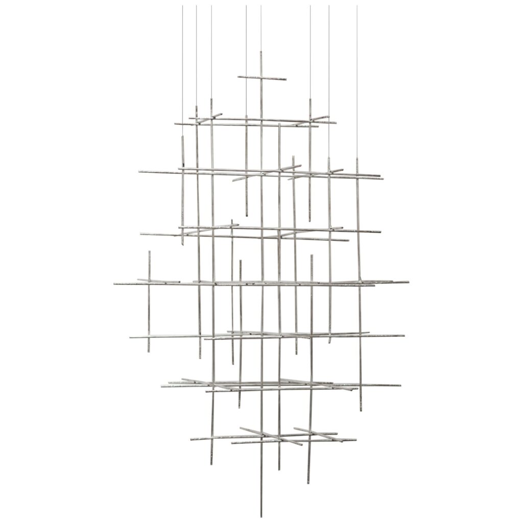 Unique Grid Like Candlelight Sculptural Brass Chandelier by Morghen Studio 1