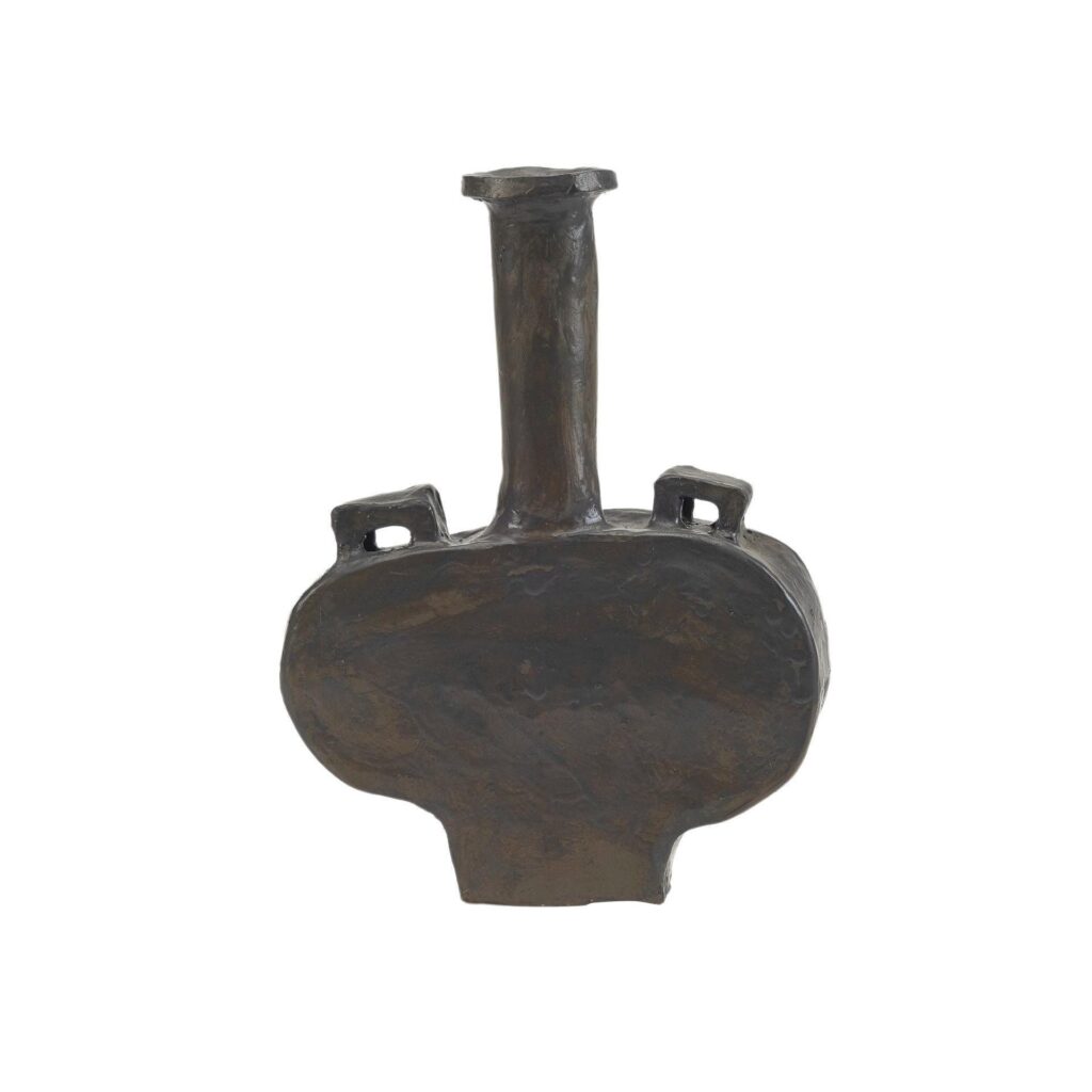 Contemporary High Neck, Plain Dark Brown Ceramic Vase by Willem Van Hooff 1