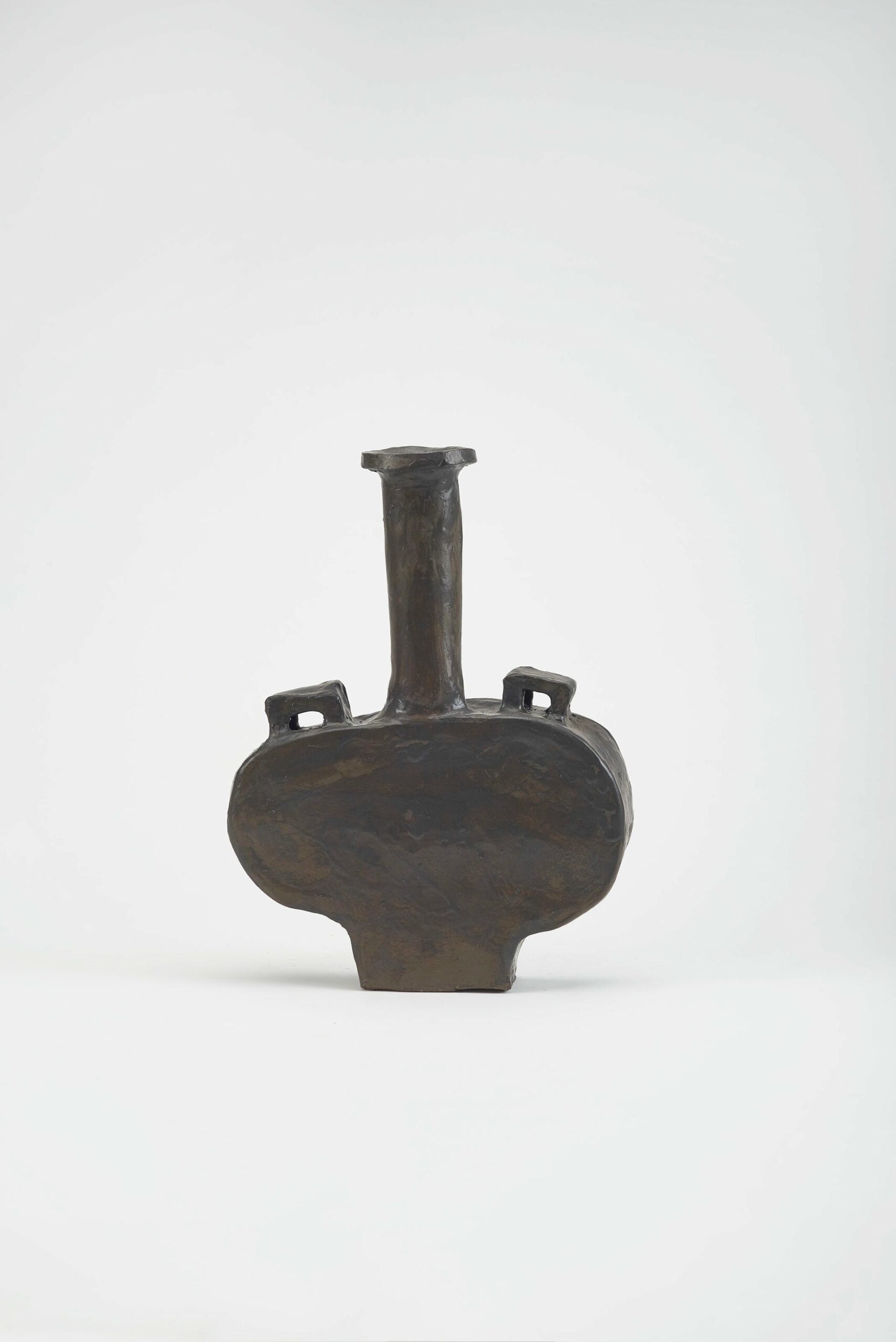 Contemporary High Neck, Plain Dark Brown Ceramic Vase by Willem Van Hooff 2