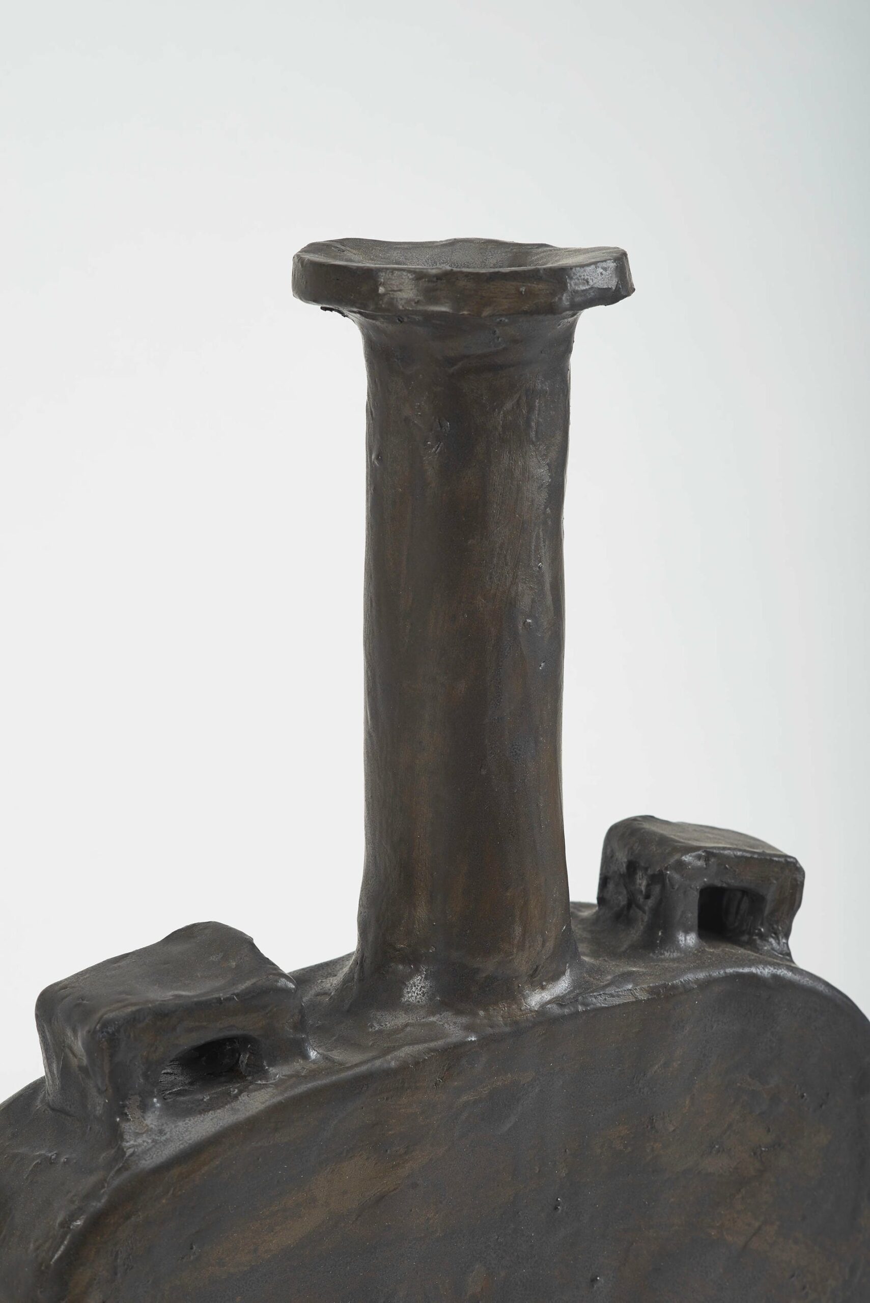 Contemporary High Neck, Plain Dark Brown Ceramic Vase by Willem Van Hooff 3
