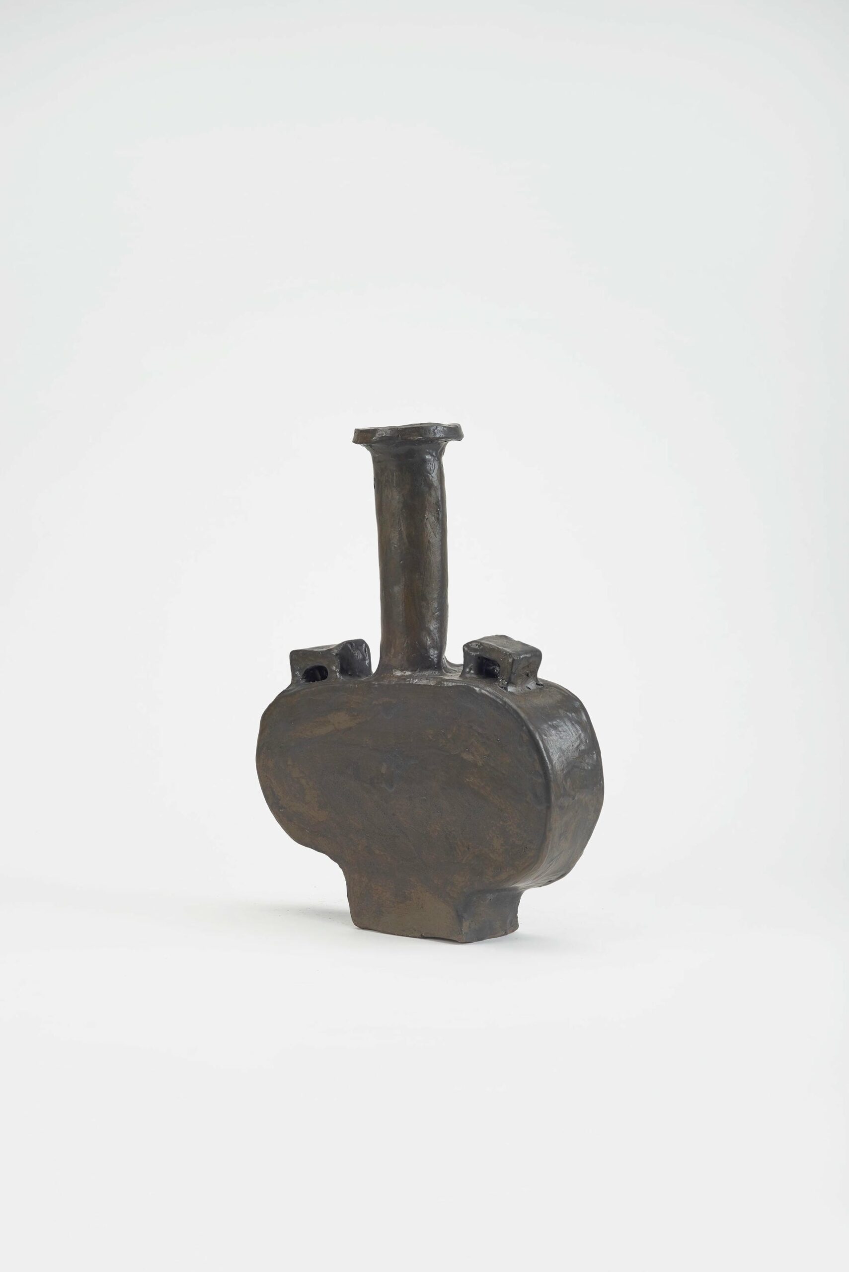 Contemporary High Neck, Plain Dark Brown Ceramic Vase by Willem Van Hooff 5