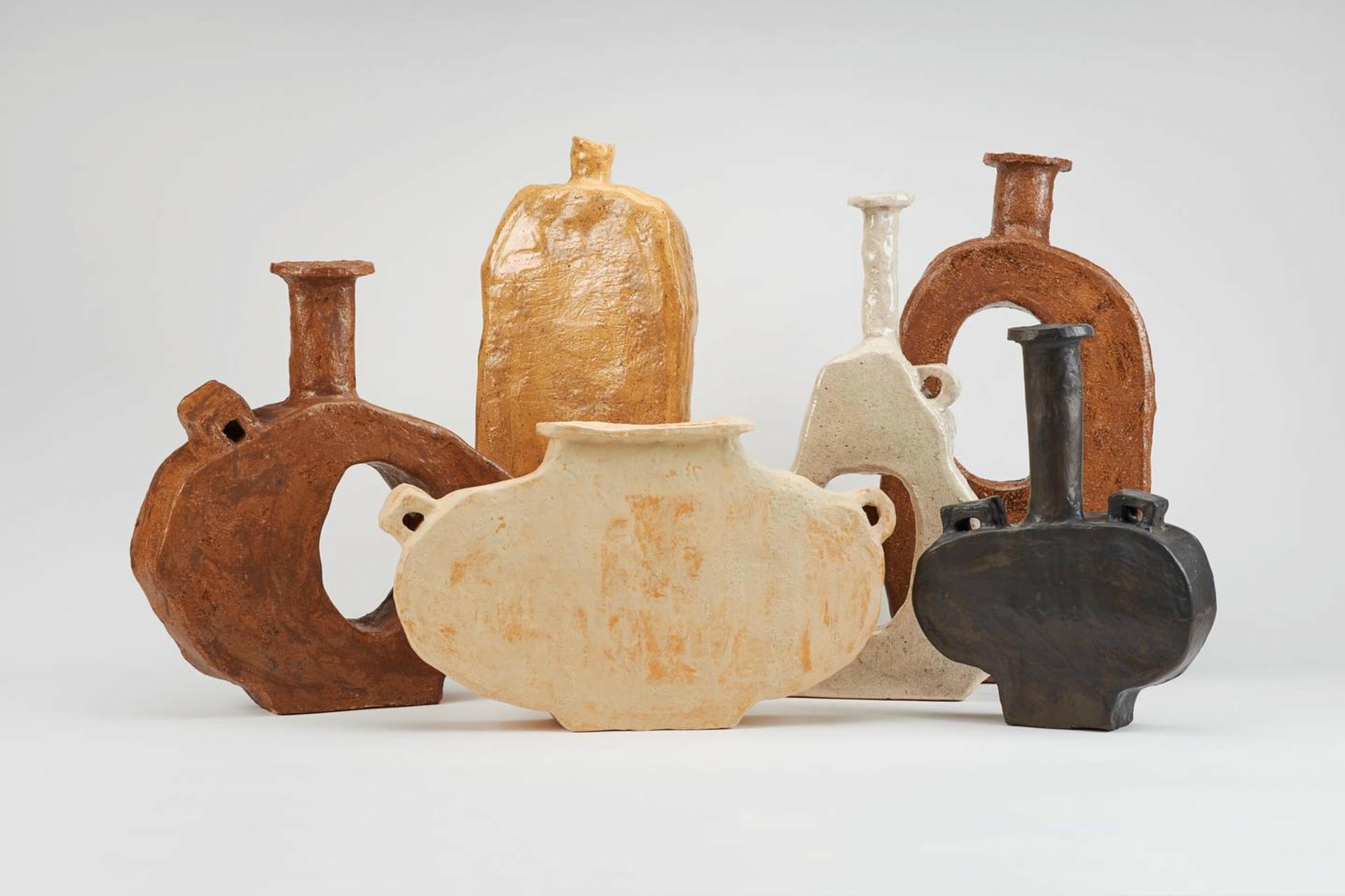 Contemporary High Neck, Plain Dark Brown Ceramic Vase by Willem Van Hooff 6