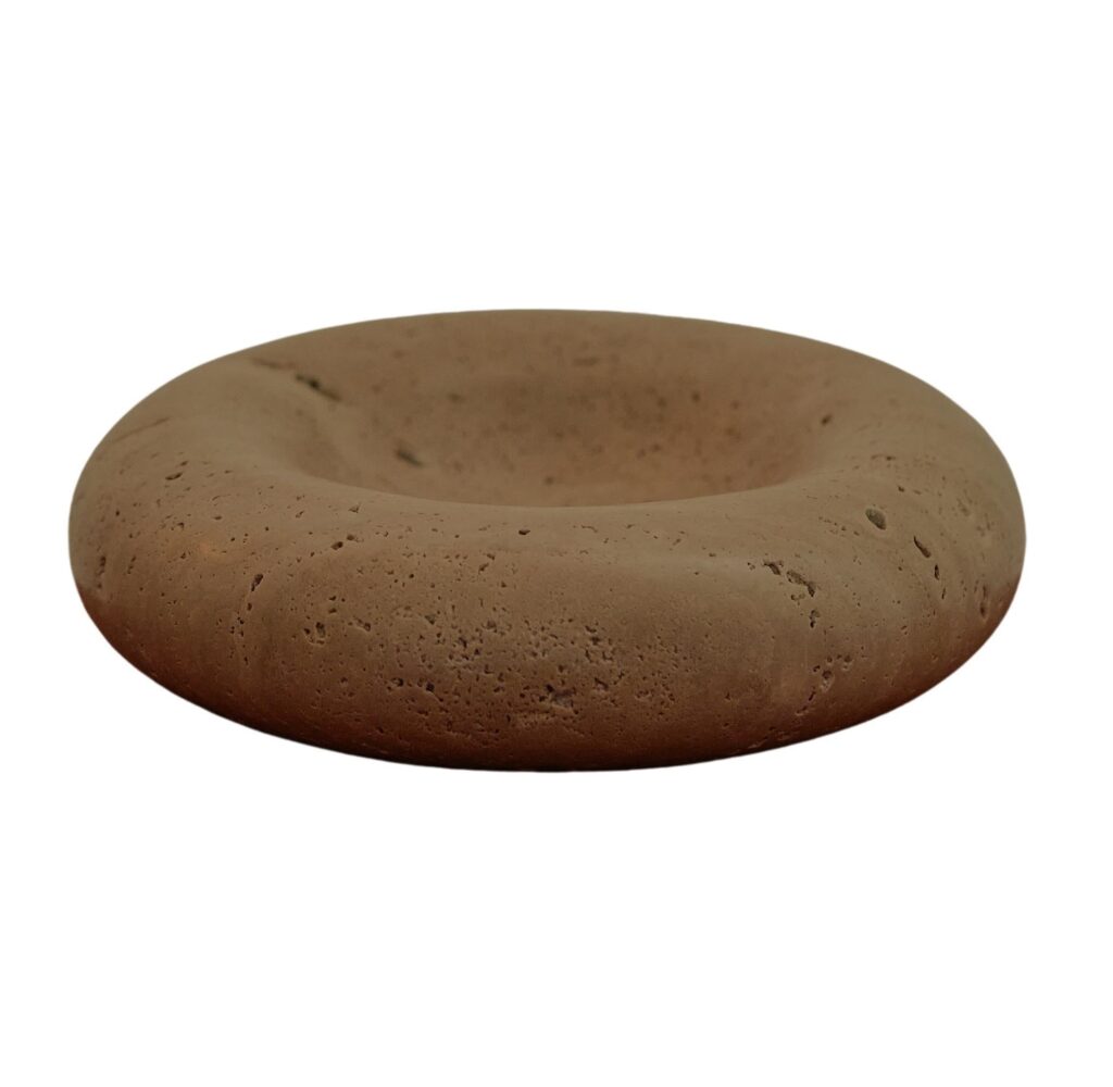 Contemporary Round Natural Beige Travertine Ashtray by Henry Wilson 1