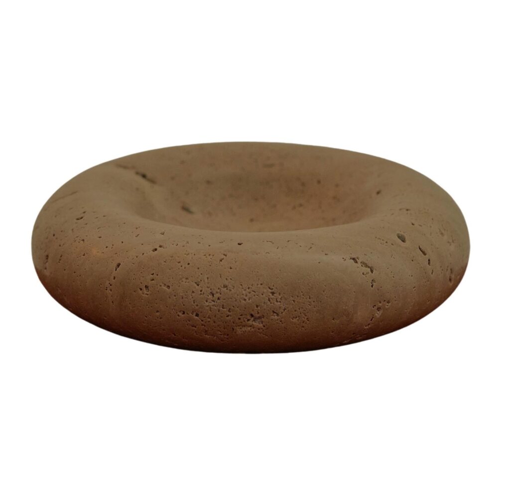 Contemporary Round Natural Beige Travertine Ashtray by Henry Wilson 1
