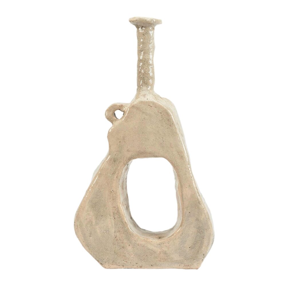 Organic Ancient Shape, Plain Beige Ceramic Big Vase by Willem Van Hooff 1