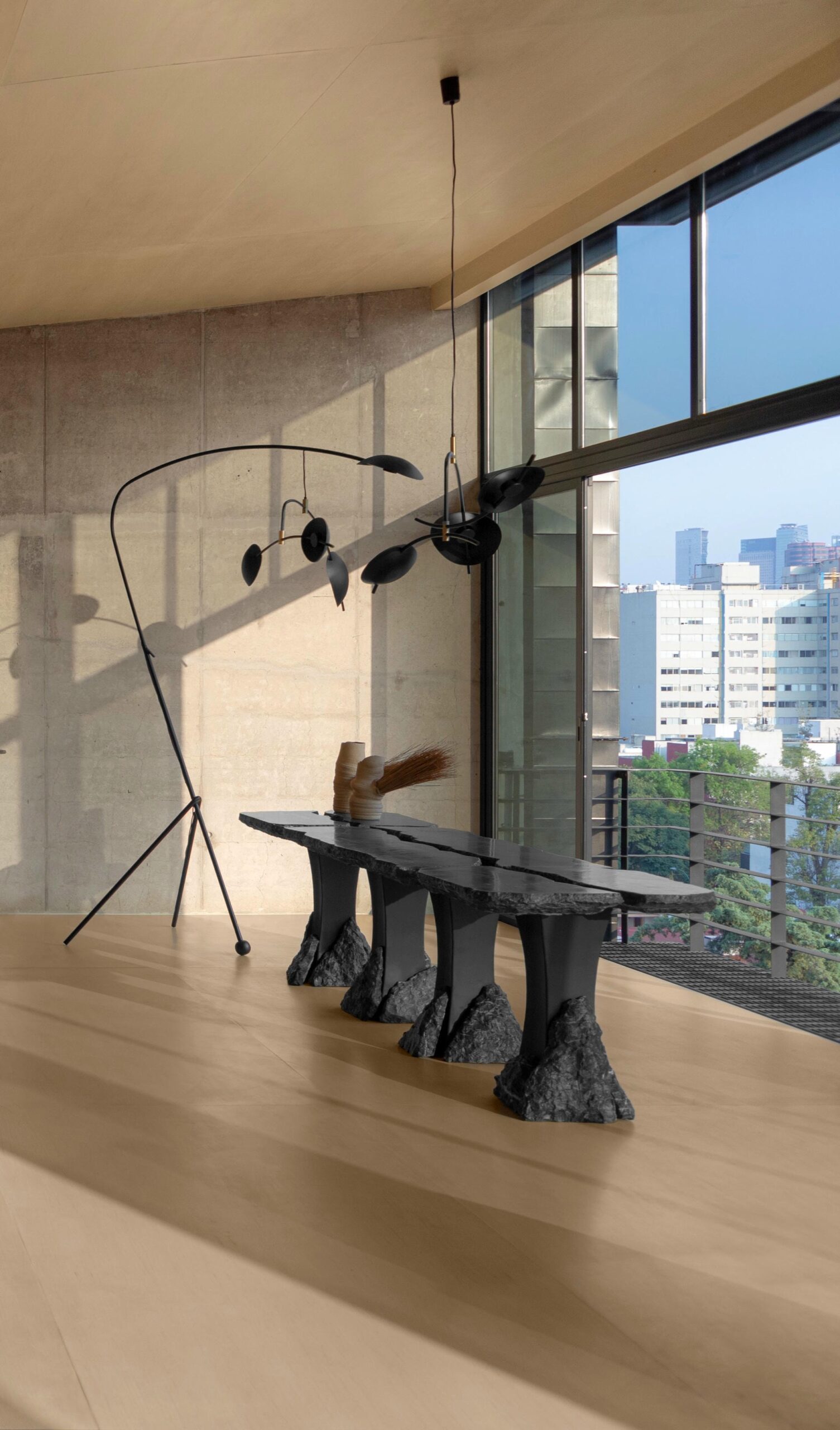 Set of 3 Divergente Textured Black Marble Table with Split Top by Andres Monnier 5