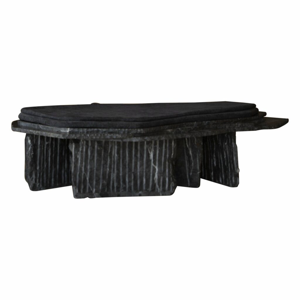 Unique Strata Longated Rectangular Shape Black Stone Day Bed by Andres Monnier 1