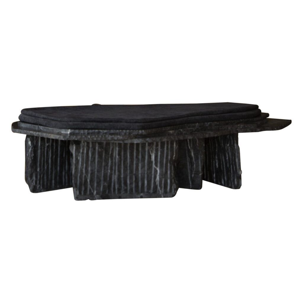 Unique Strata Longated Rectangular Shape Black Stone Day Bed by Andres Monnier 1