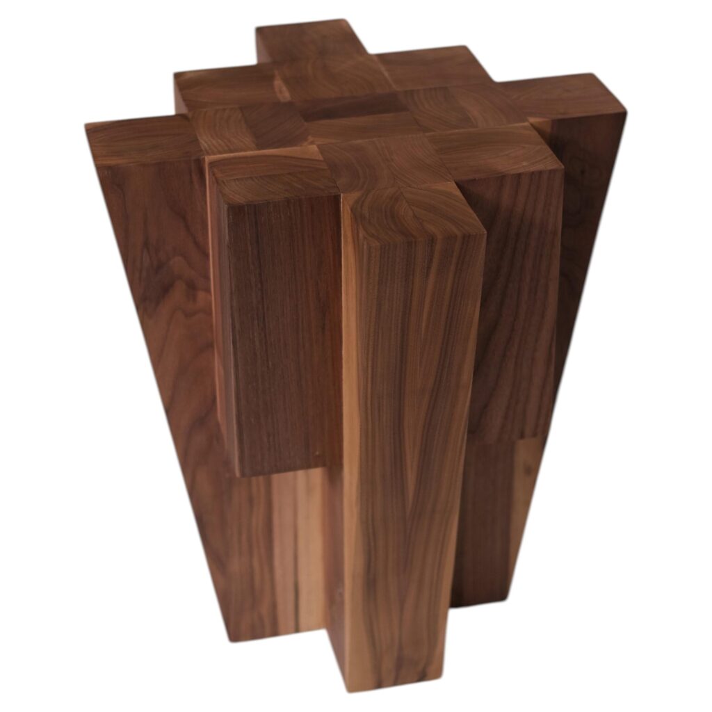Contemporary Bunker Side Table in Natural Brown Walnut by Arno Declercq 1