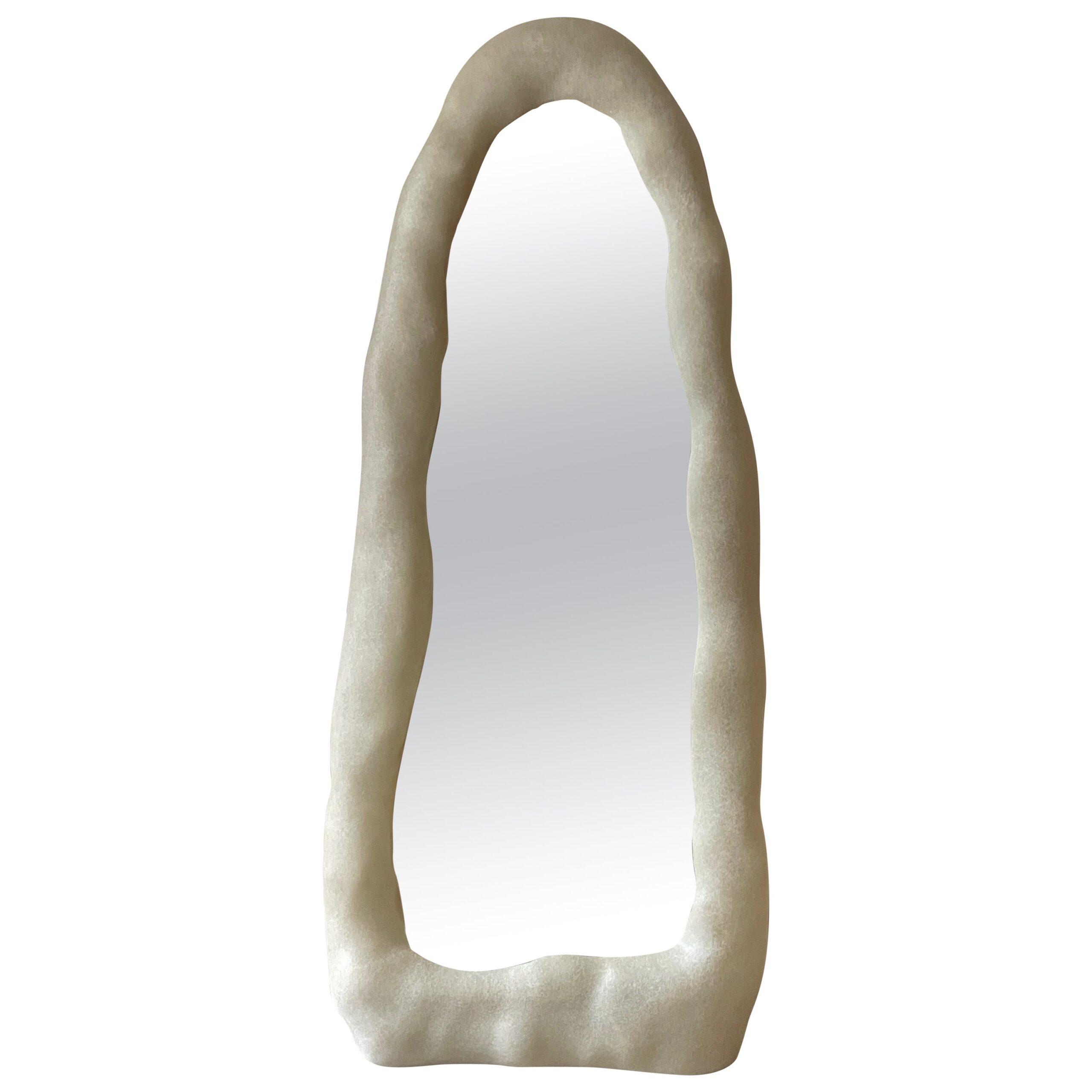 Contemporary Organic Form Natural Beige Fiberglass and Glass Mirror by kar 1