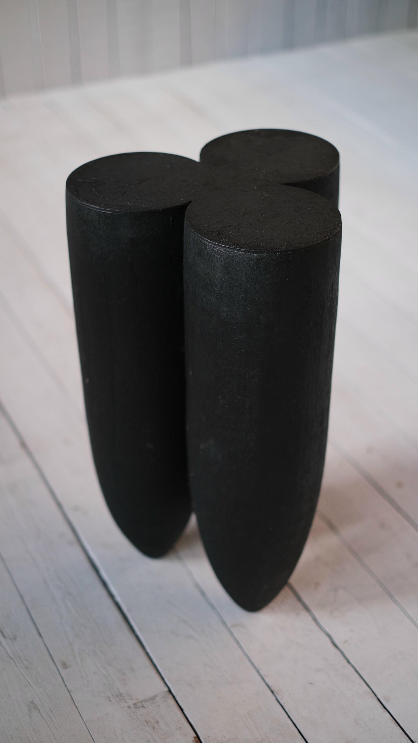 Three Bullet Shaped Burnt Oak Senufo Stool in Iroko Wood by Arno Declercq 2