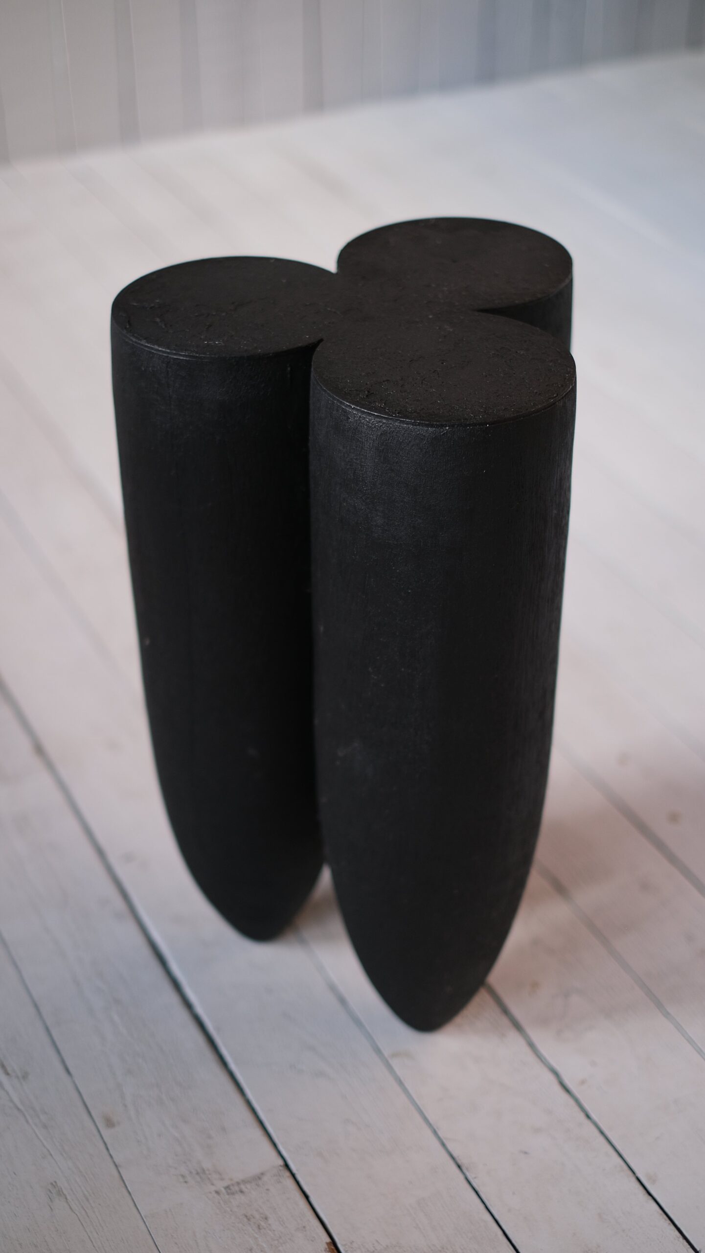 Three Bullet Shaped Burnt Oak Senufo Stool in Iroko Wood by Arno Declercq 2