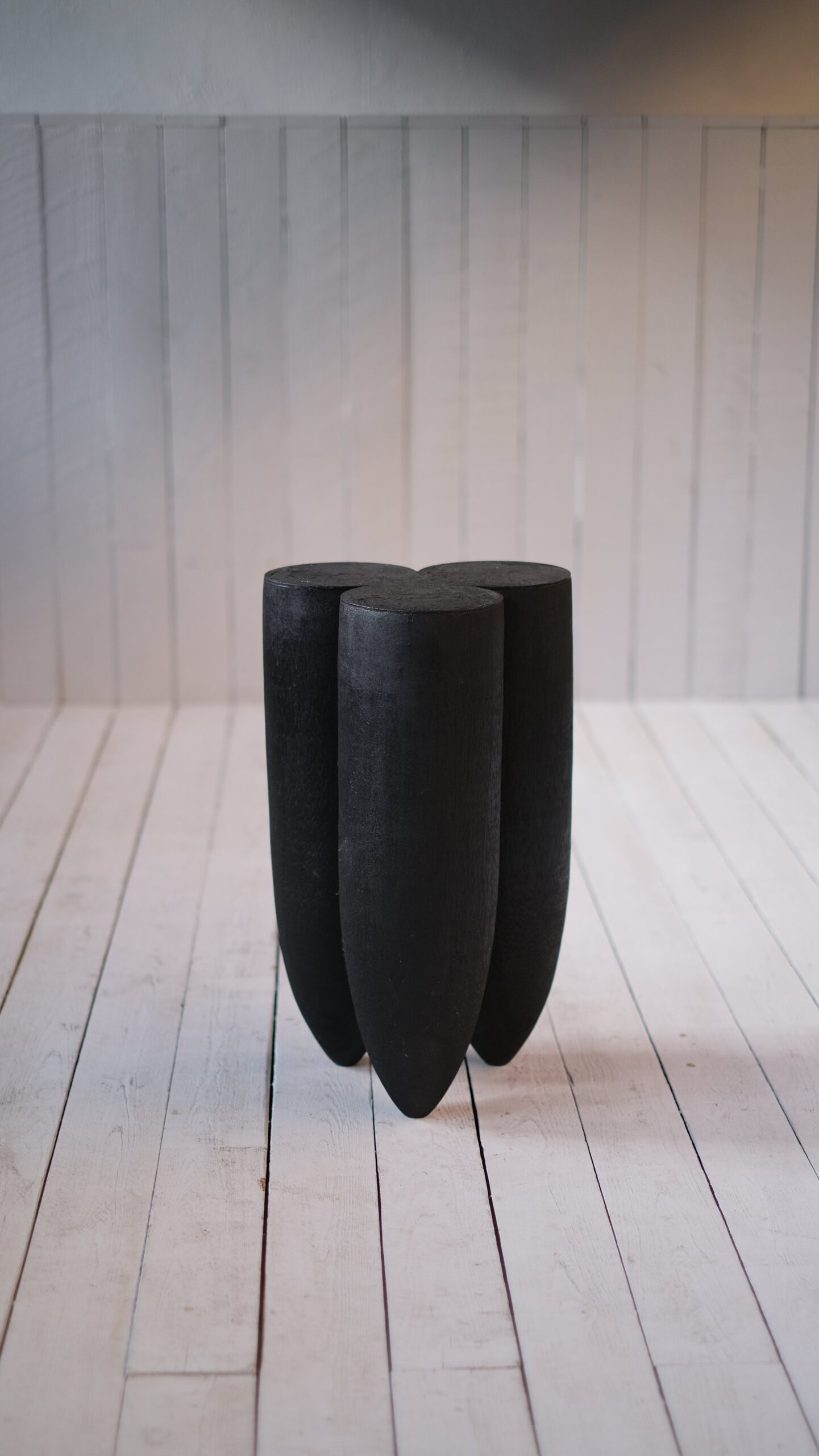 Three Bullet Shaped Burnt Oak Senufo Stool in Iroko Wood by Arno Declercq 5