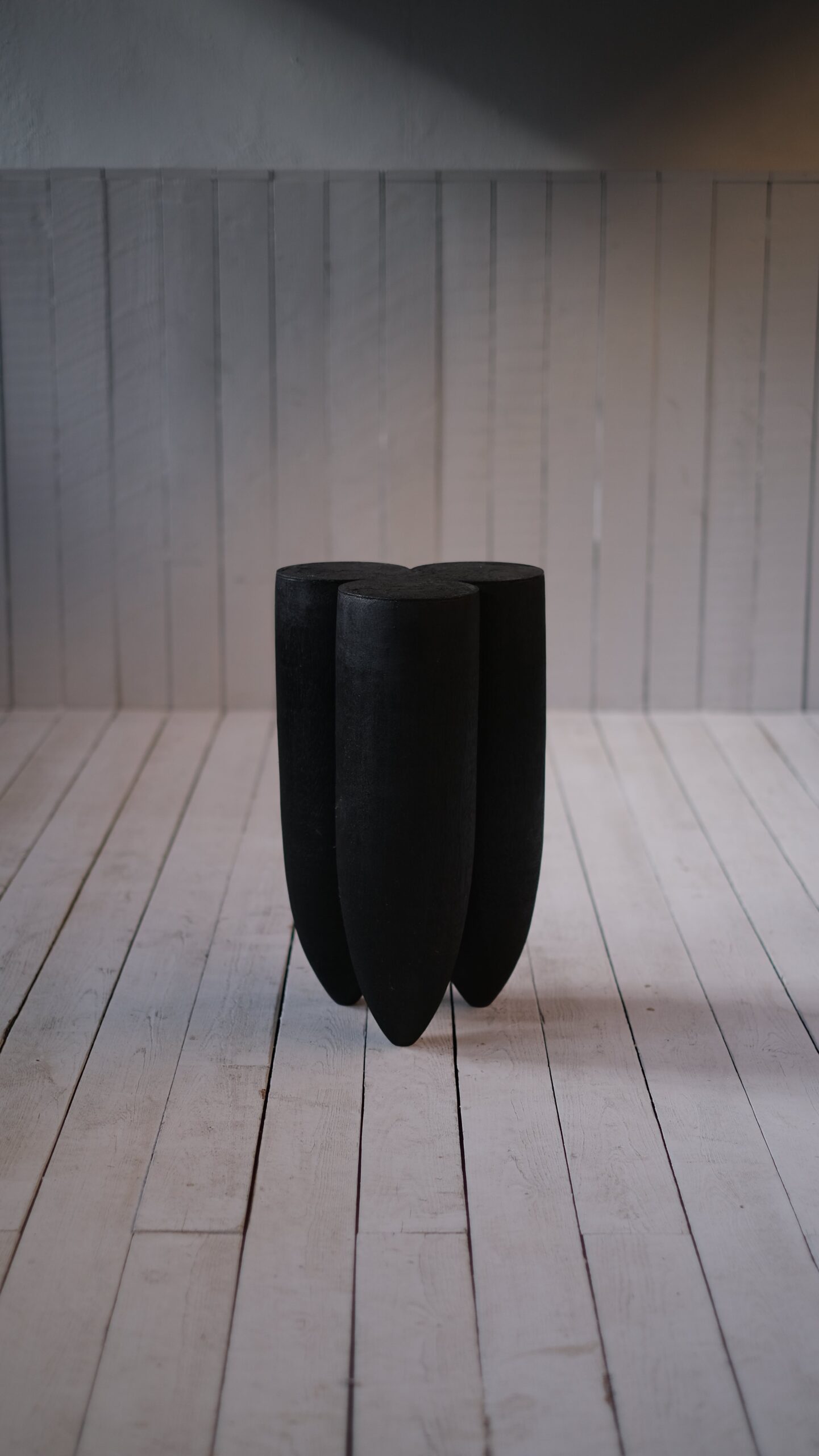 Three Bullet Shaped Burnt Oak Senufo Stool in Iroko Wood by Arno Declercq 7