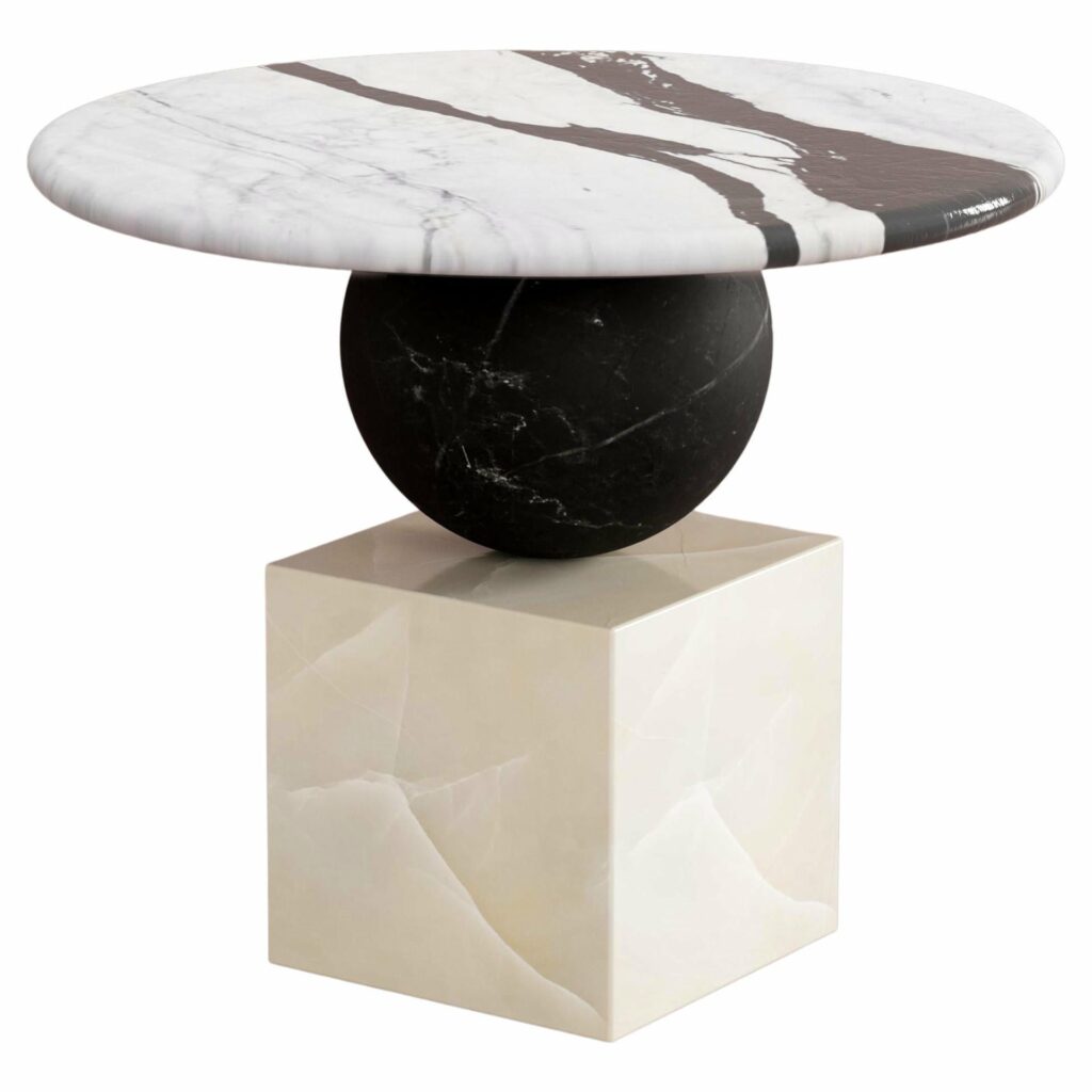 Balance Side Table in Marble, Onyx and Metal Structure by Pilar Zeta 1